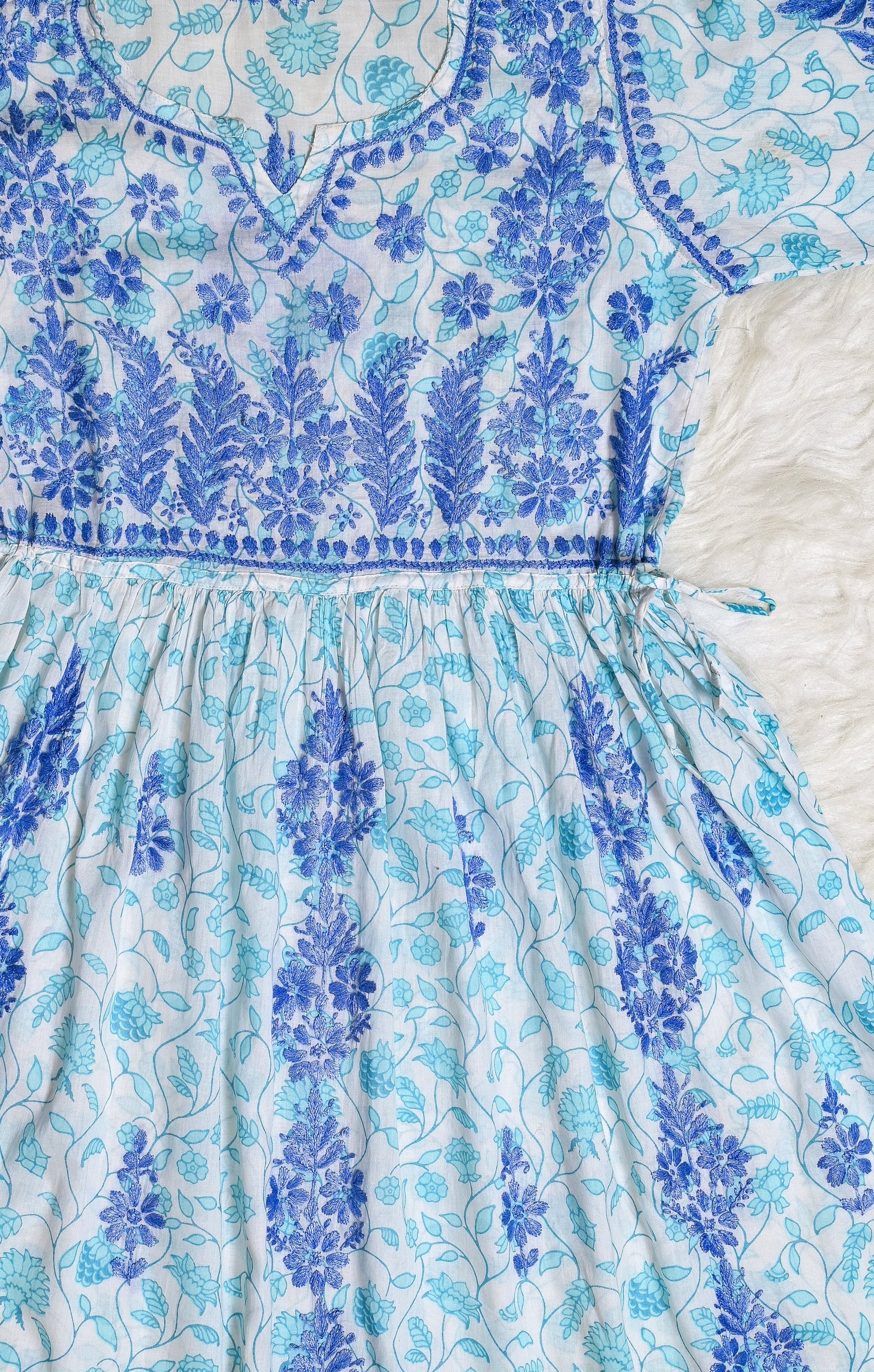 Sky Blue MulMul Printed Gown