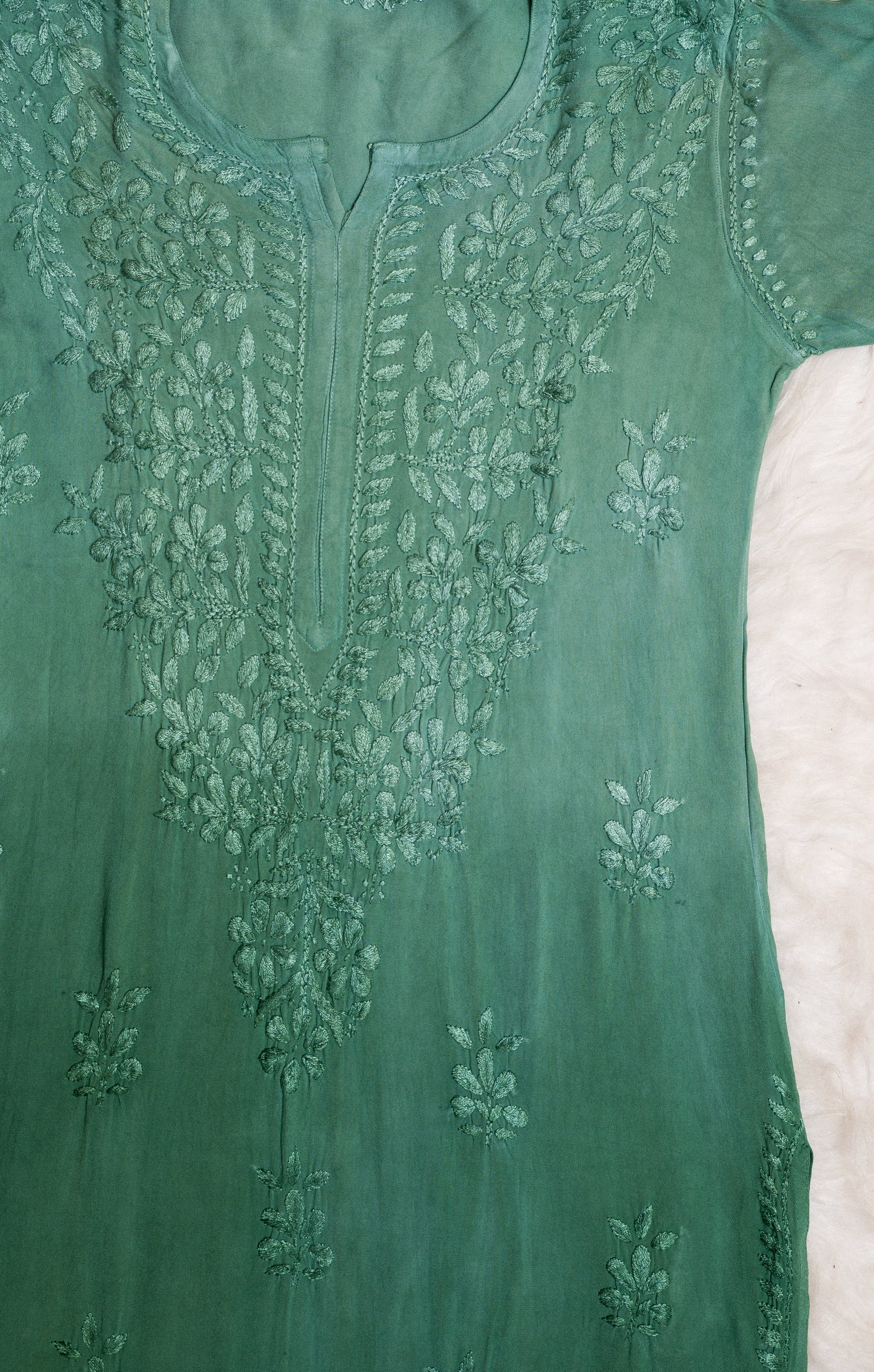 Sage Green Ombre Long Rayon Kurta