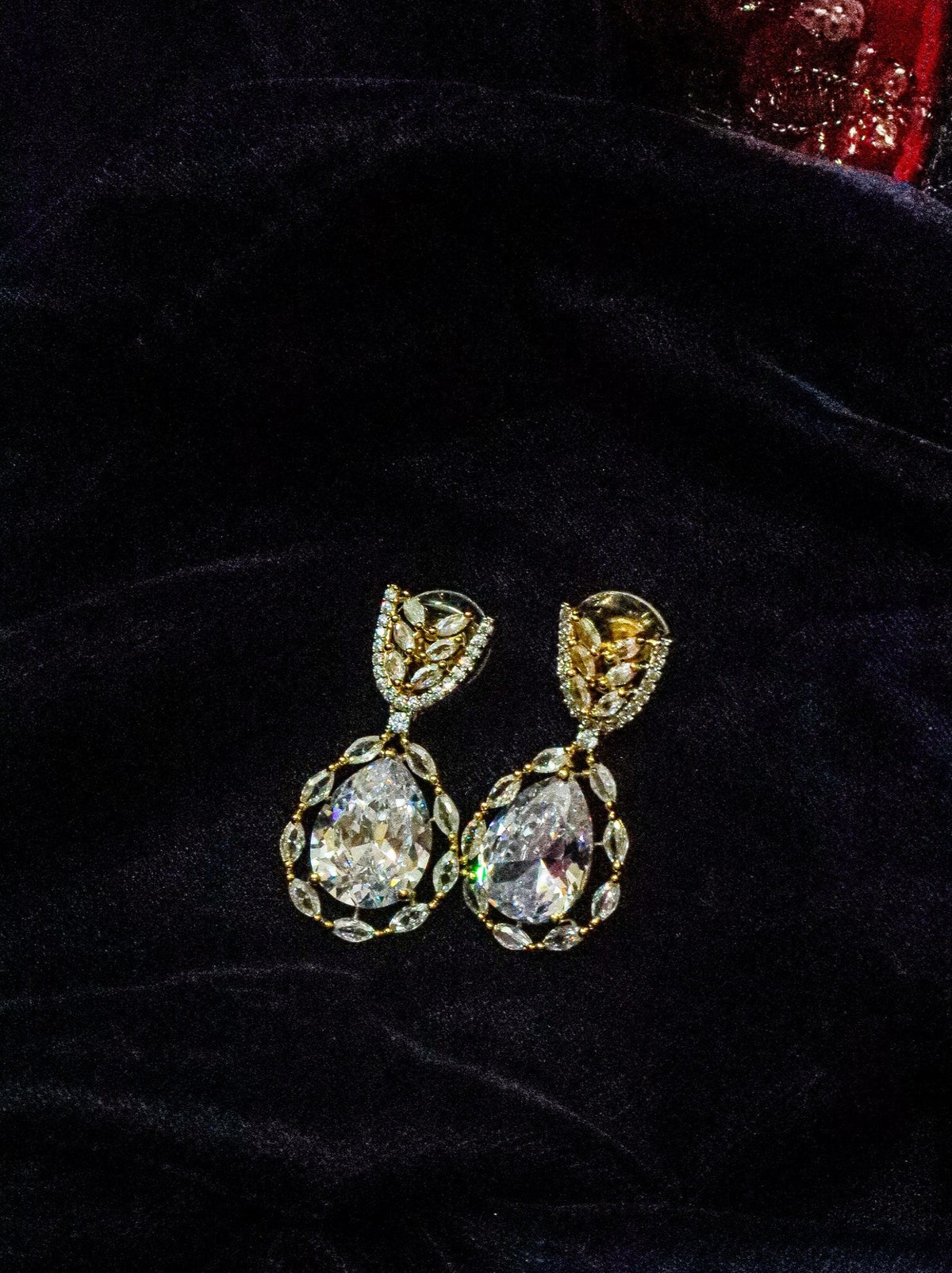 Gold Raindrop Zirconia Earrings