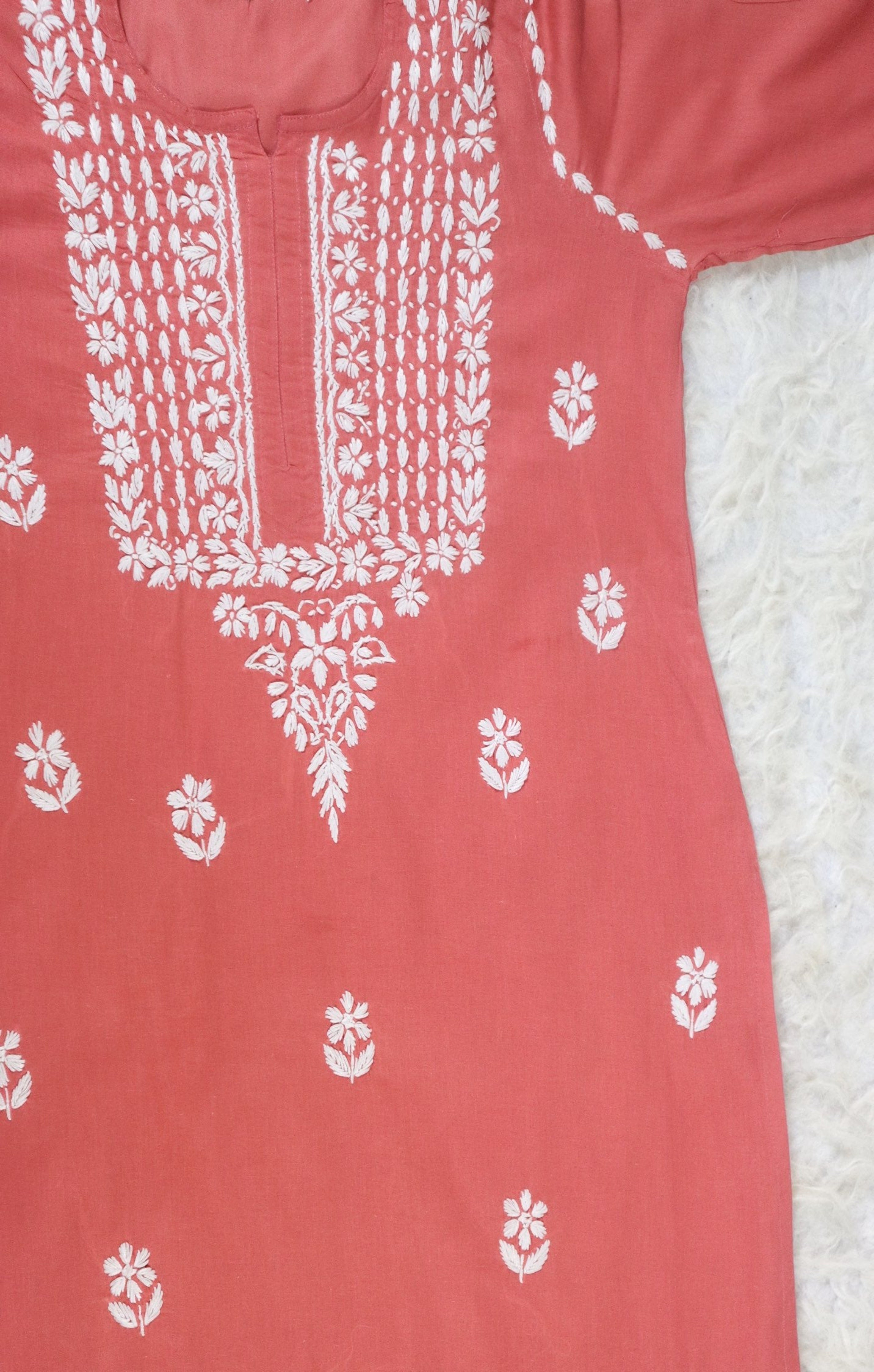 Mauve Chikankari Cotton Kurta