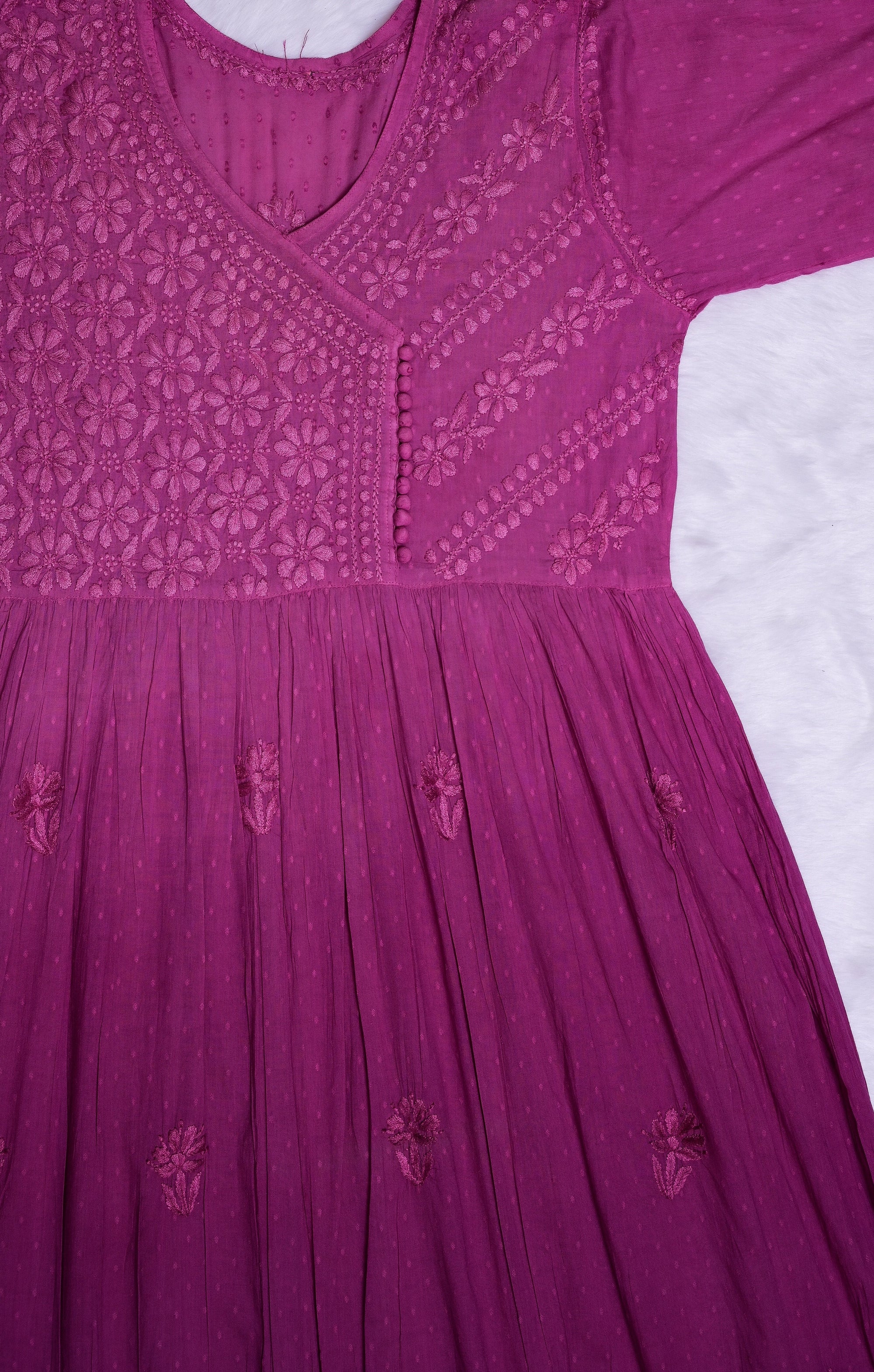 Orchid Pink Ombre Cotton Angrakha