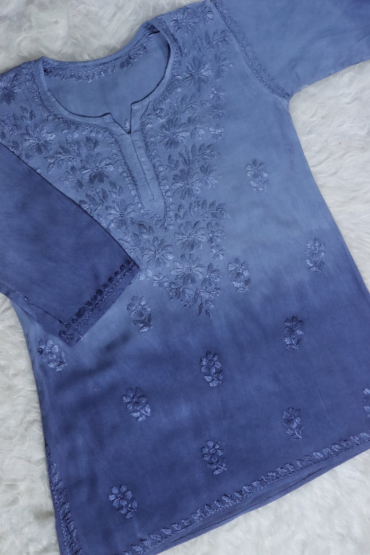 Blue Ombre Short Rayon Kurta