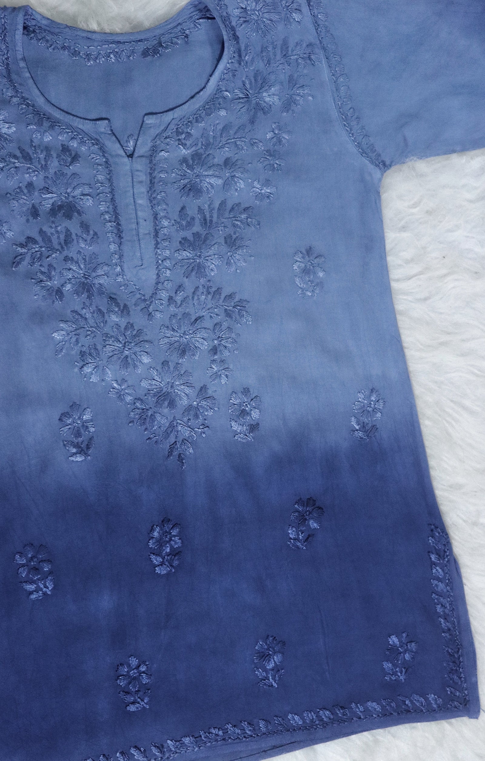 Blue Ombre Short Rayon Kurta