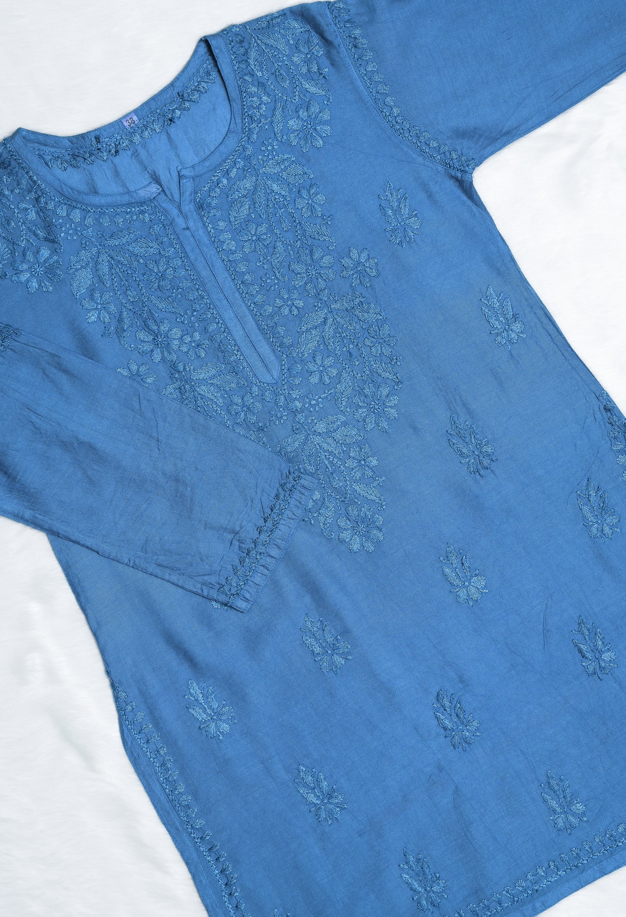 Blue Short Chanderi Kurta