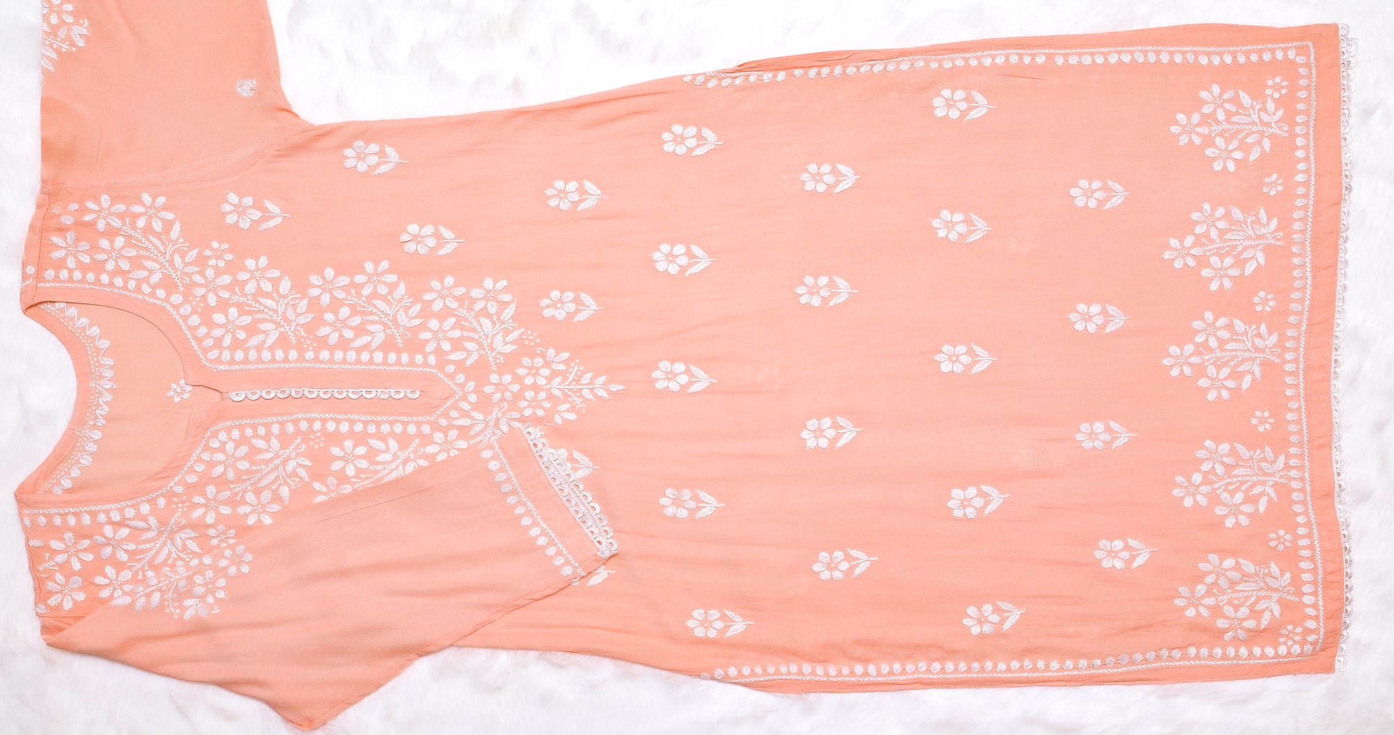 Peach Lace Modal Kurta Palazzo Set