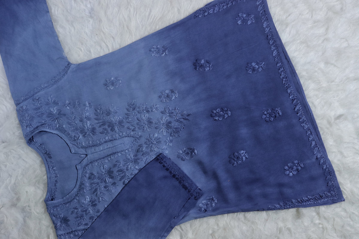 Blue Ombre Short Rayon Kurta