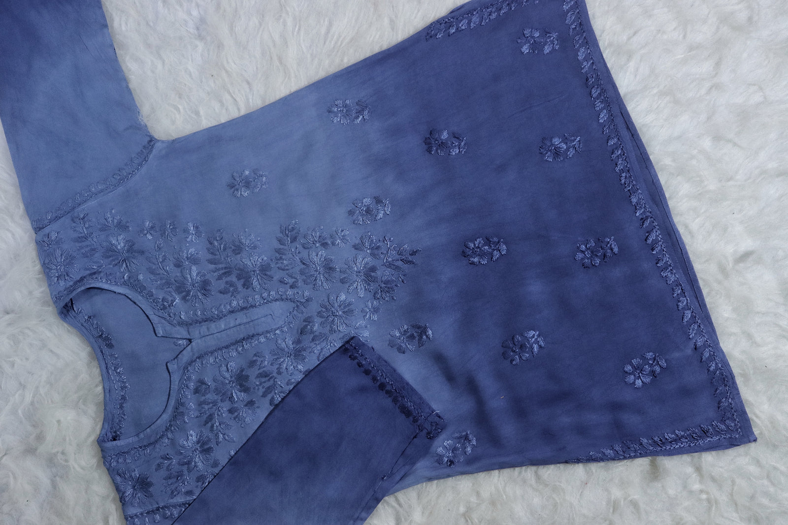 Blue Ombre Short Rayon Kurta