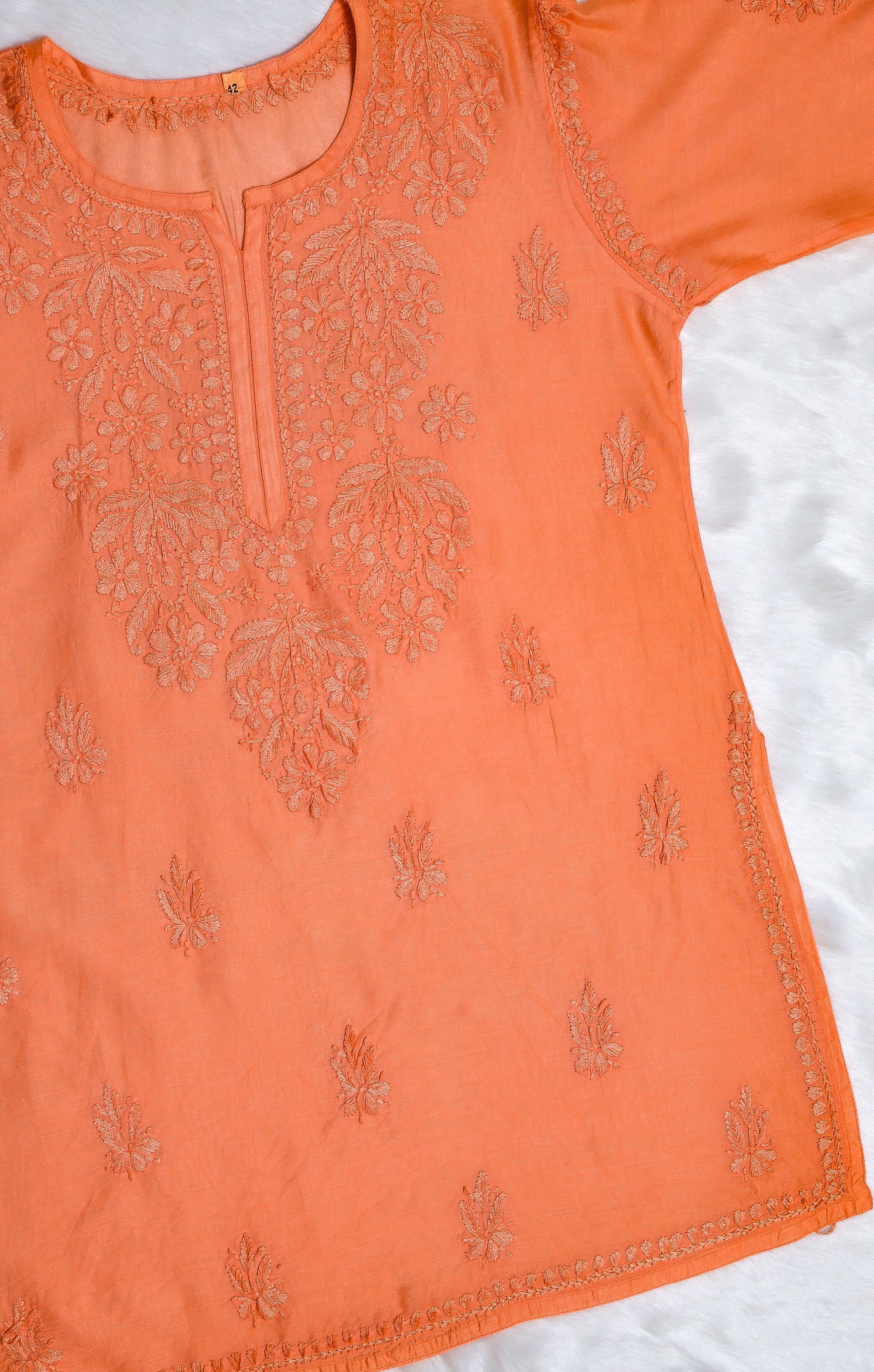 Peach Short Chanderi Kurta