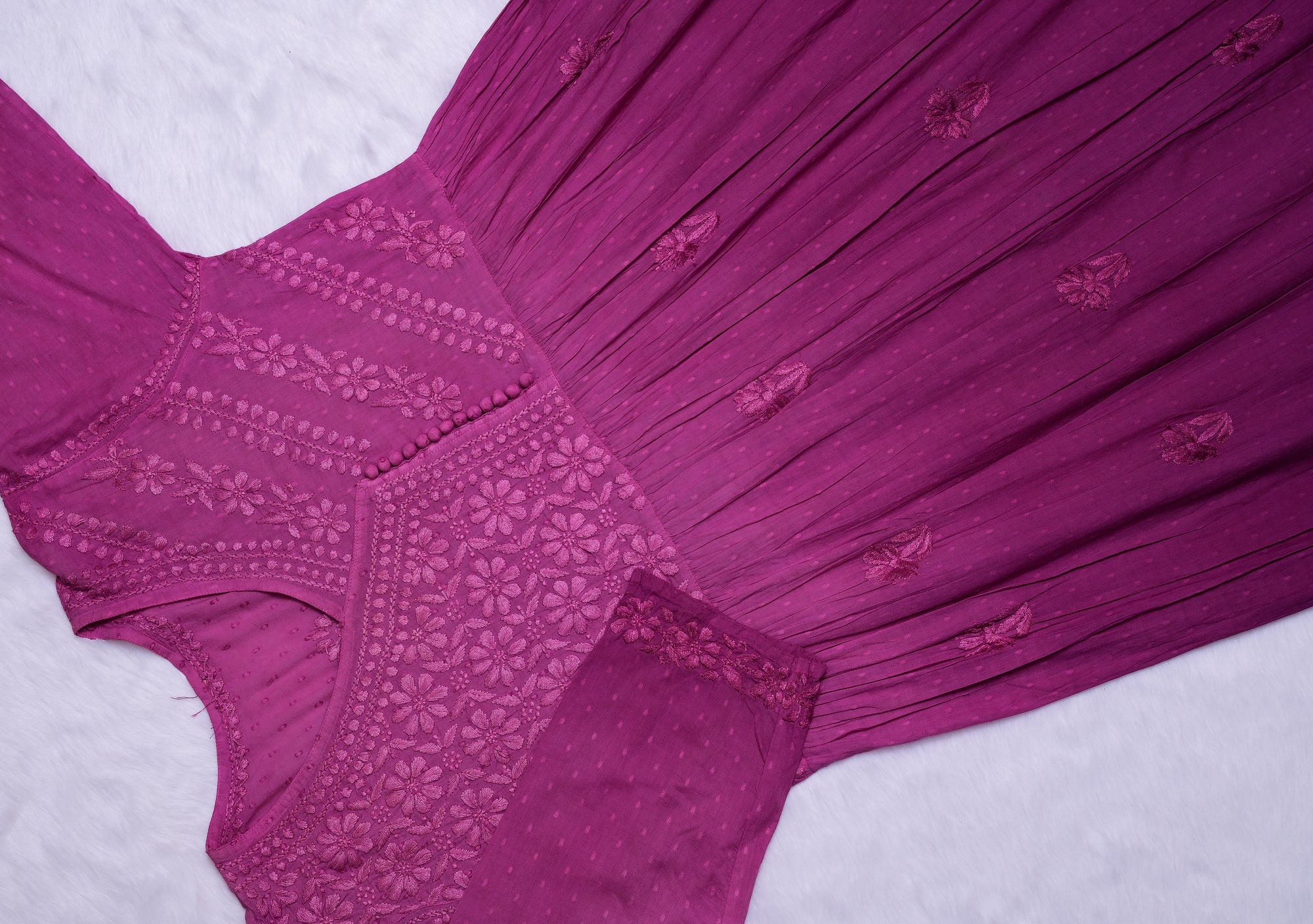 Orchid Pink Ombre Cotton Angrakha