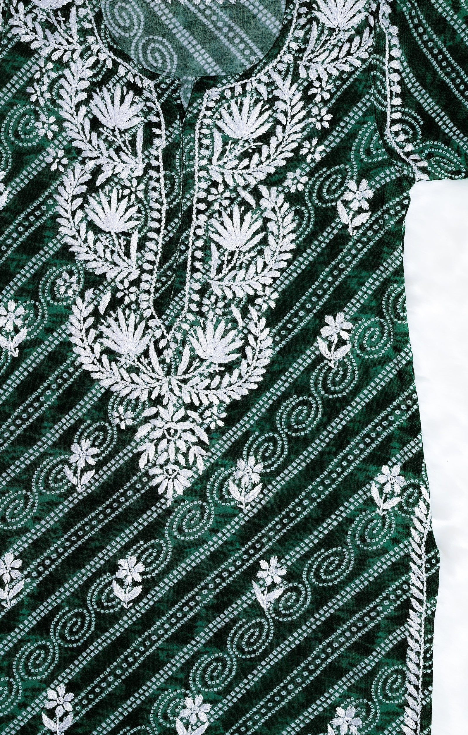 Emerald Green Long Printed Rayon Kurta