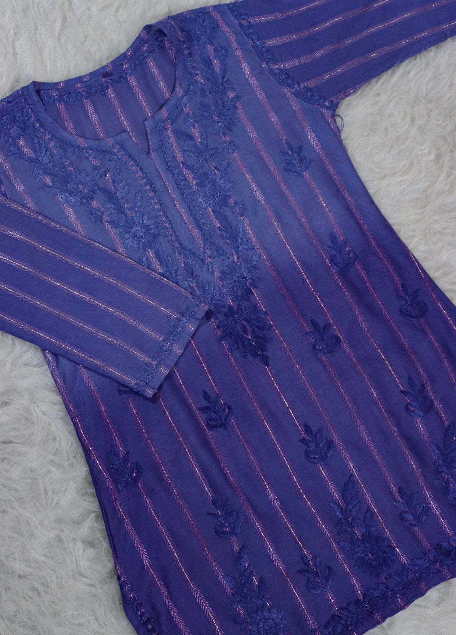 Blue Ombre Chanderi Short Kurta