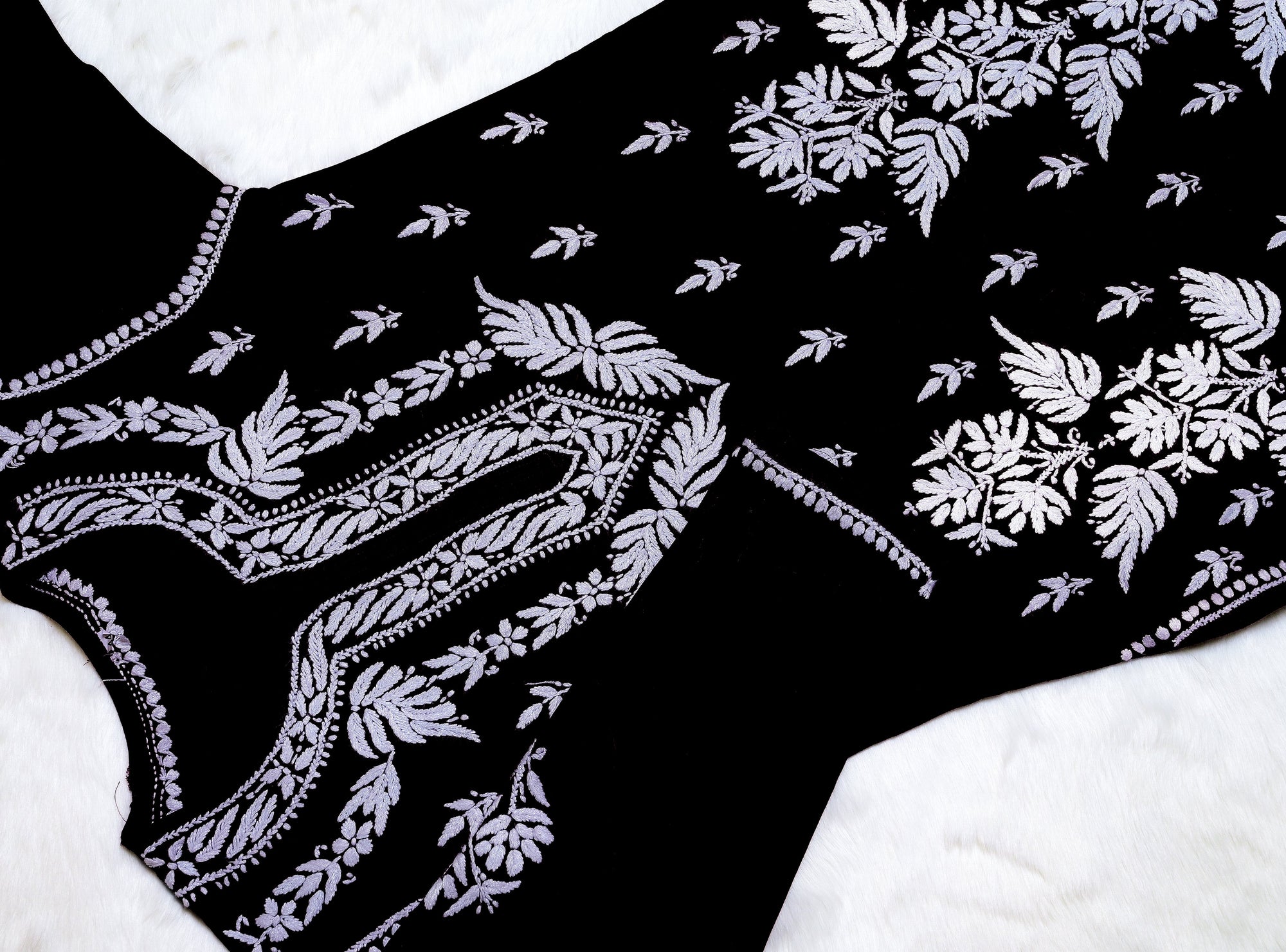 Black Modal Long Chikankari Kurta