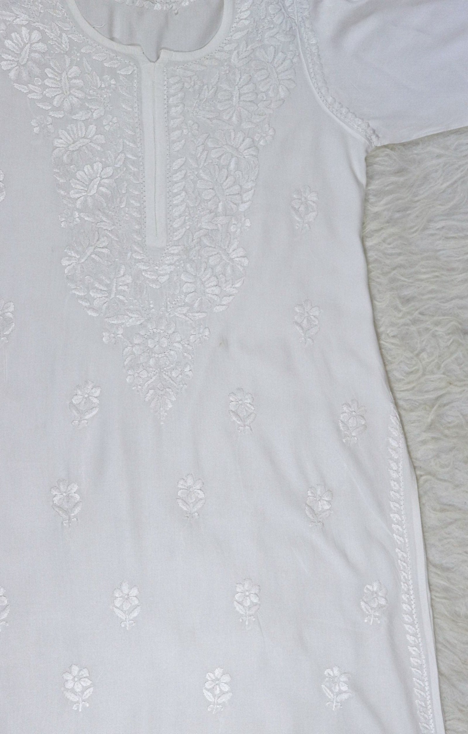 White Long Rayon Kurta