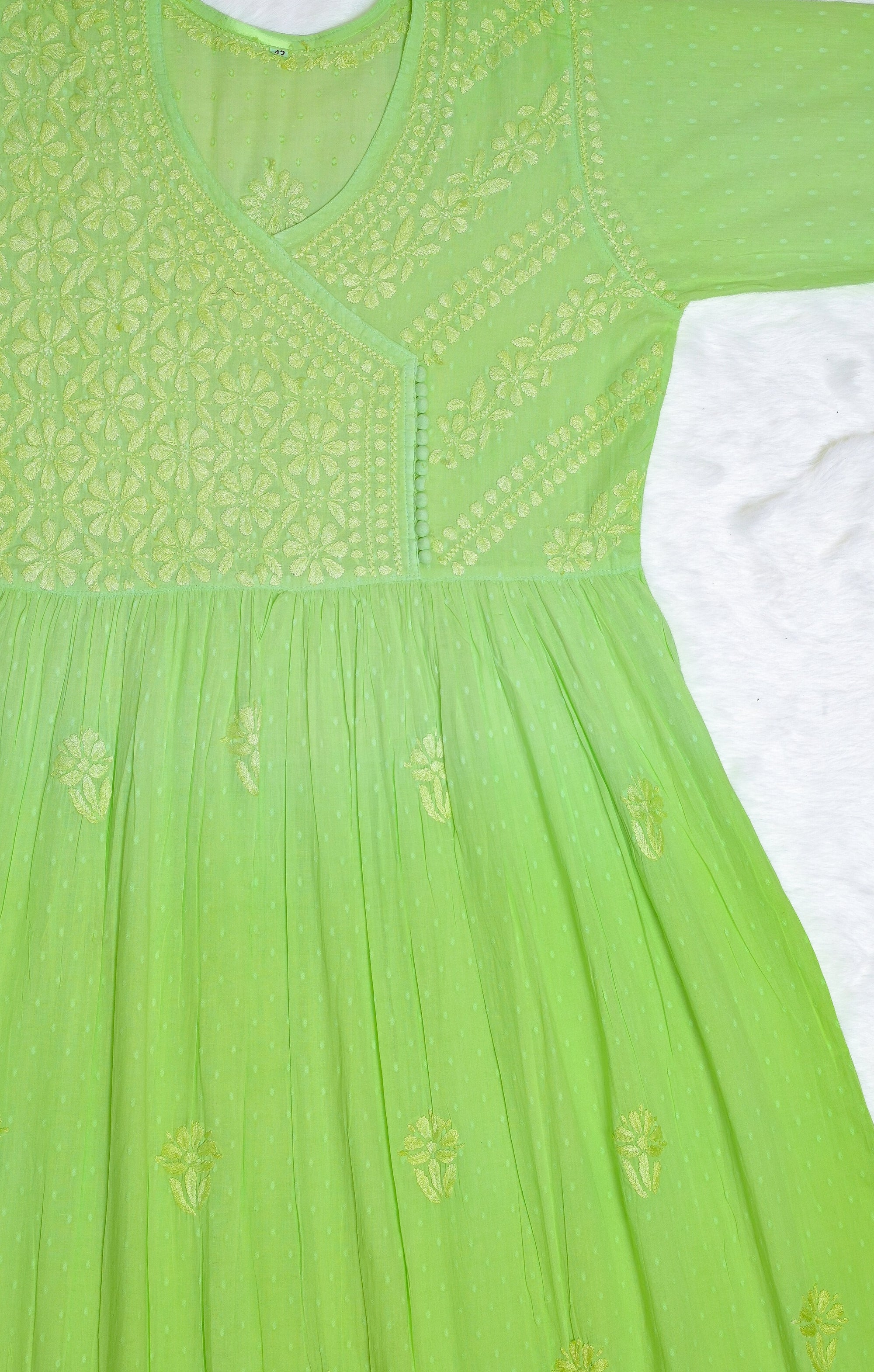 Light Green Ombre Cotton Angrakha