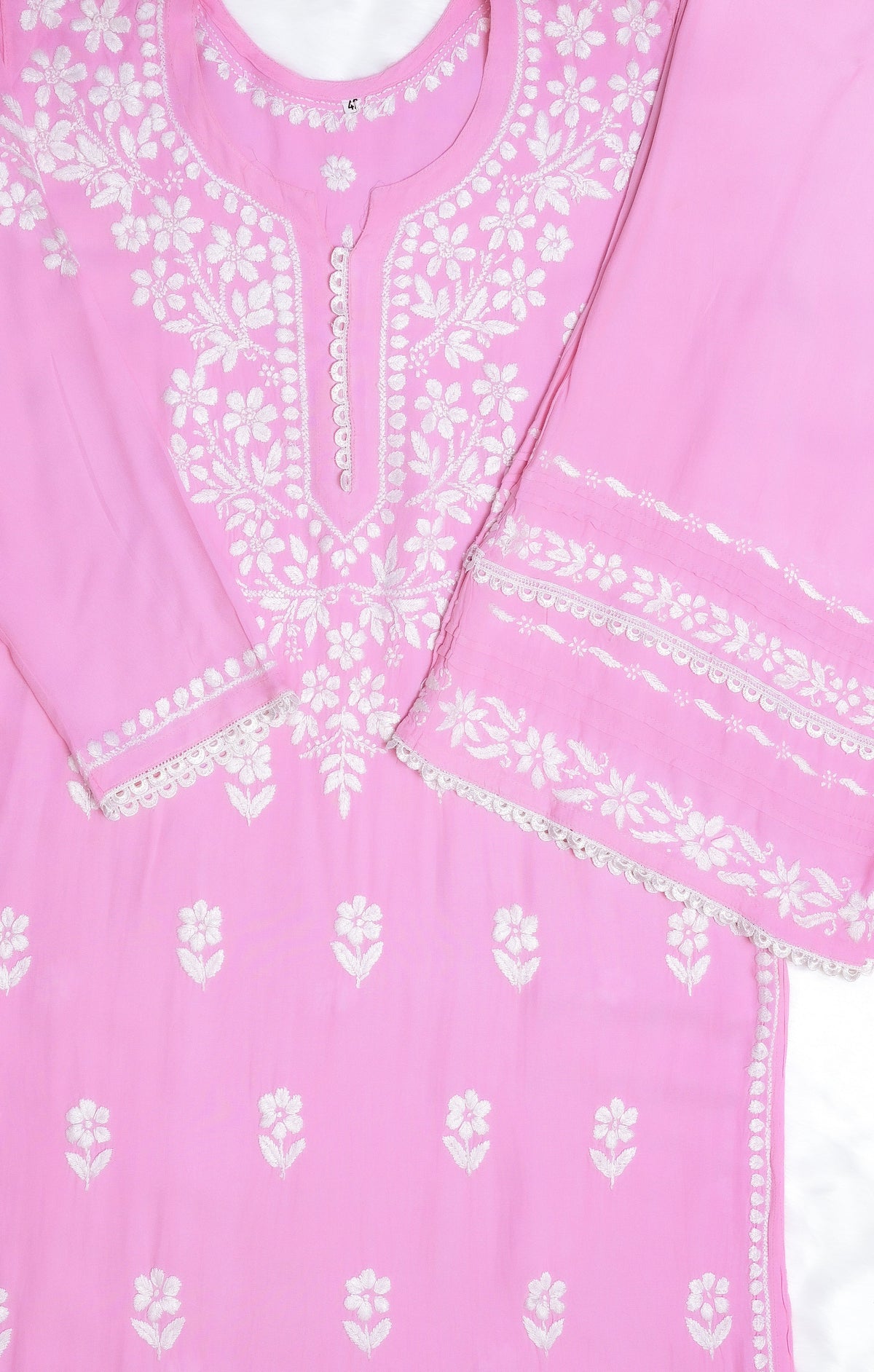 Baby Pink Lace Modal Kurta Palazzo Set