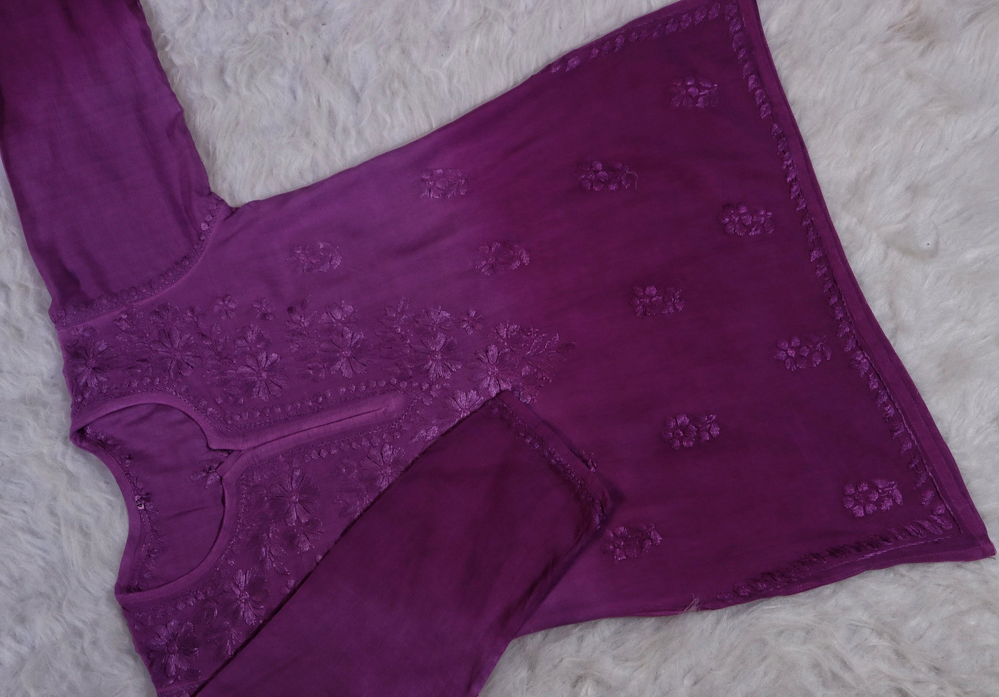 Orchid Purple Ombre Short Rayon Kurta