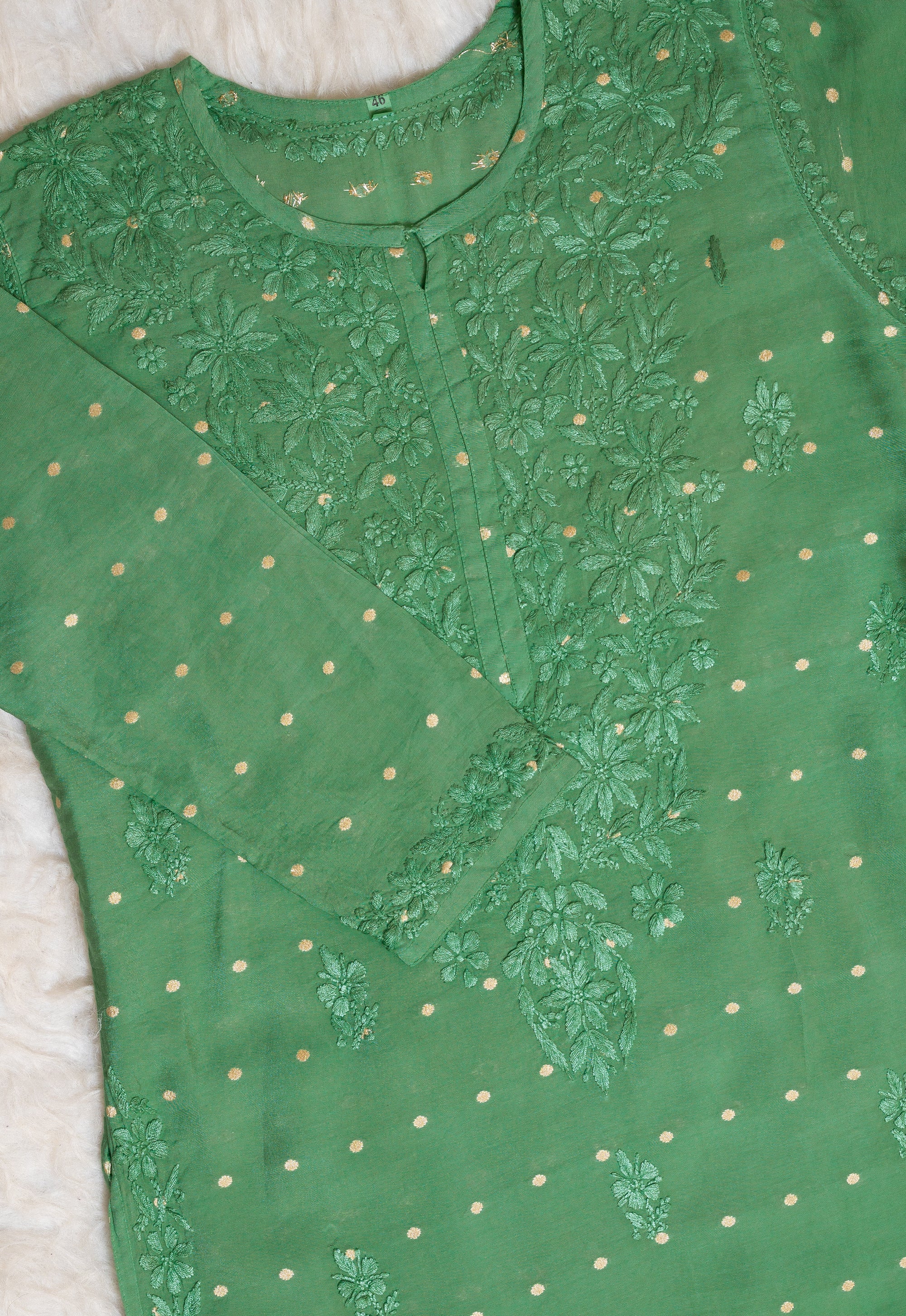 Green Chanderi Banarasi Kurta