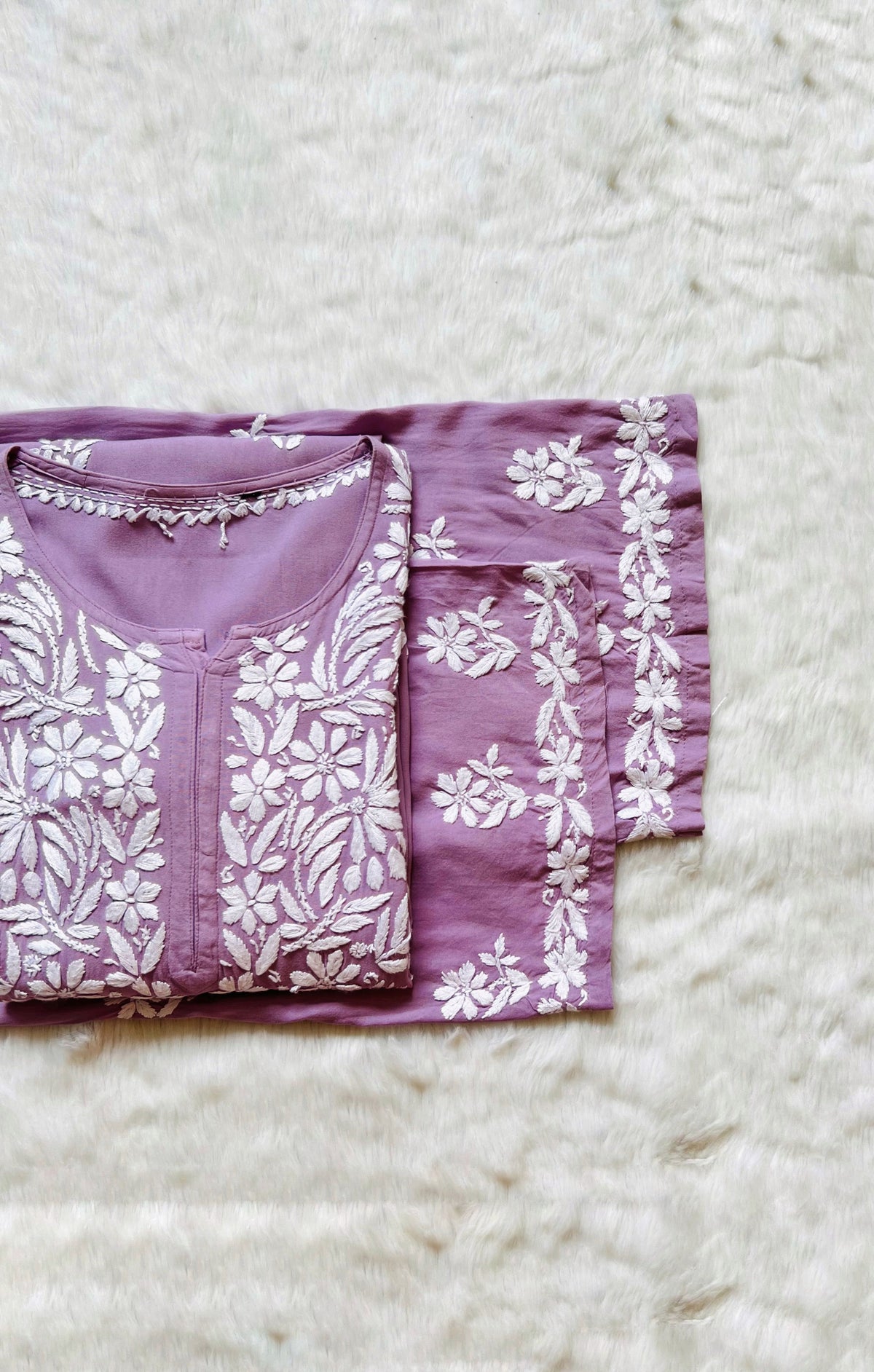 Fiza Lilac Rayon Chikankari Kurta Set