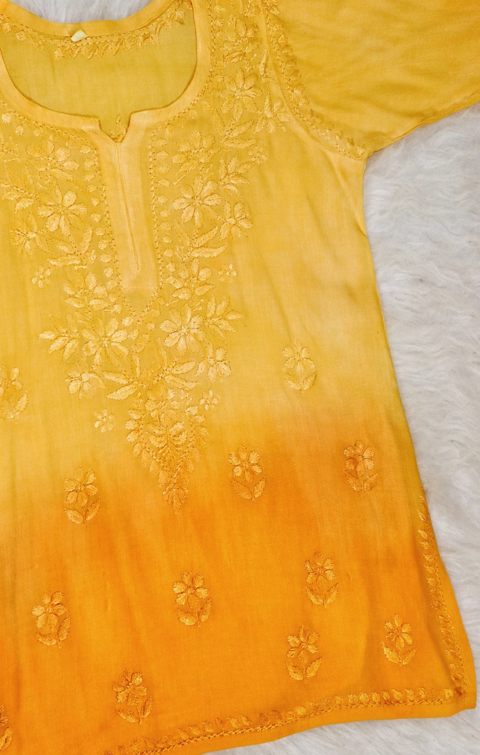 Mango Yellow Ombre Short Rayon Kurta