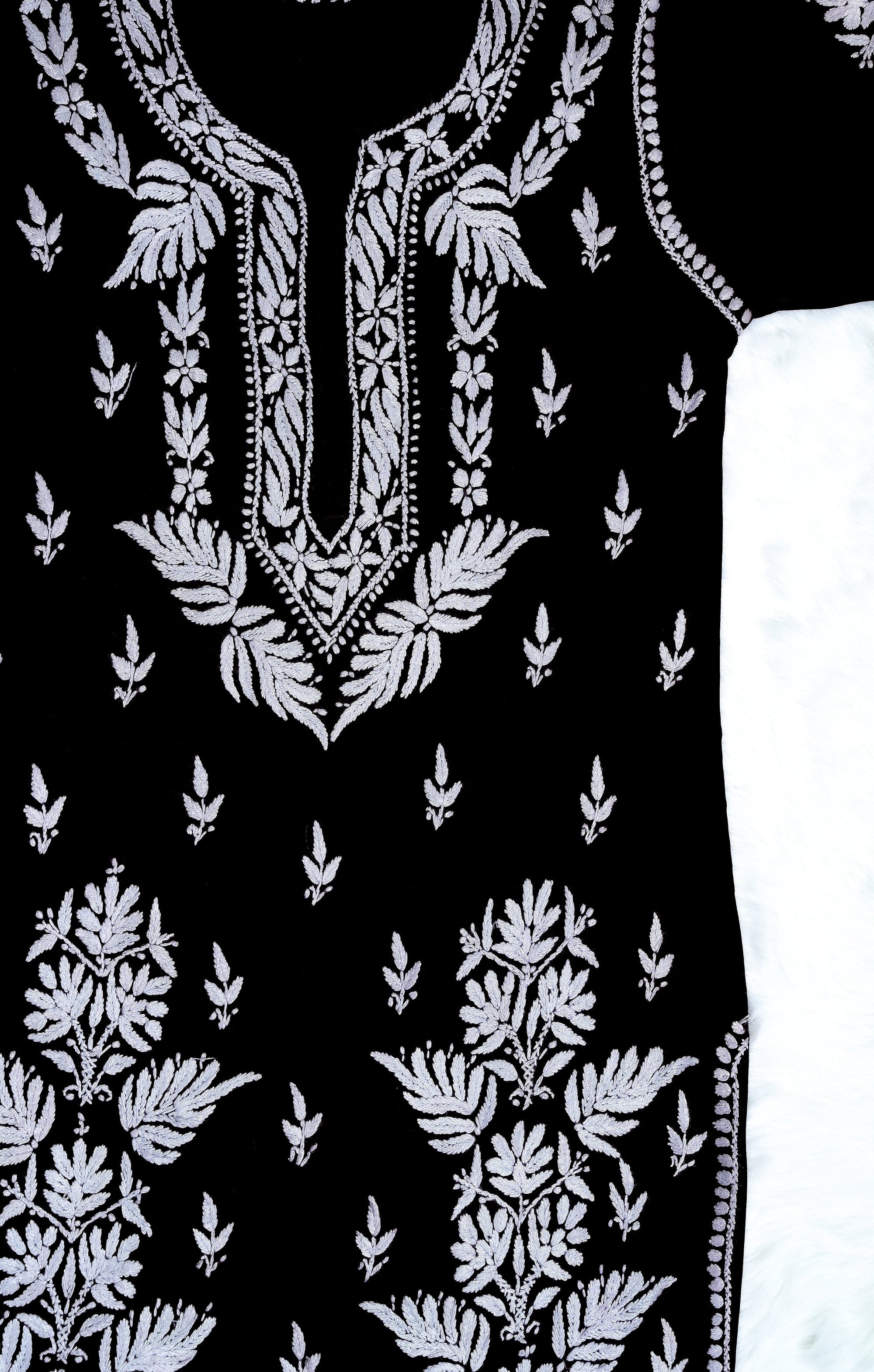 Black Modal Long Chikankari Kurta