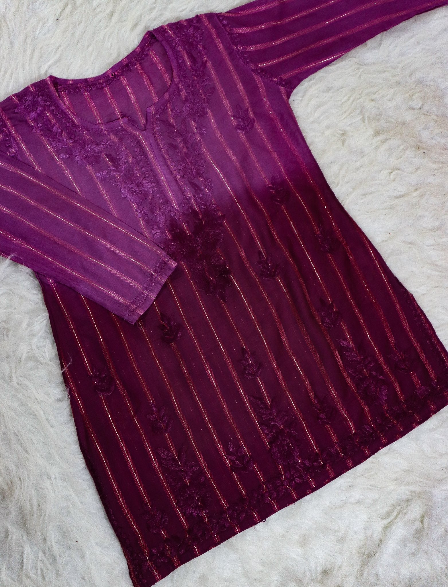 Orchid Purple Ombre Chanderi Short Kurta