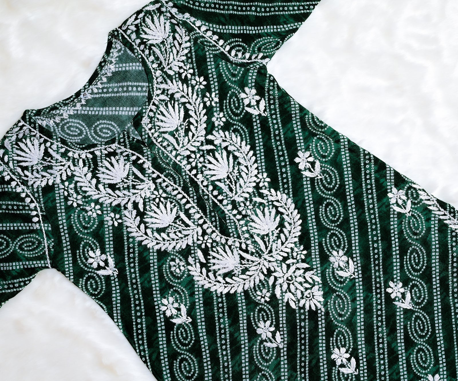 Emerald Green Long Printed Rayon Kurta