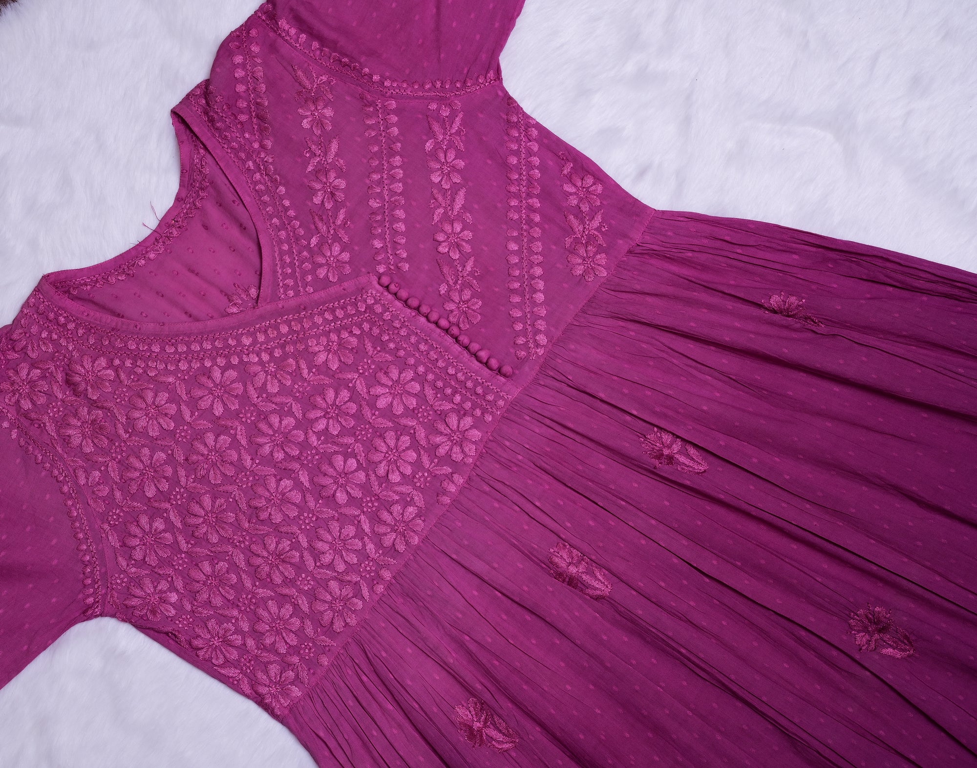 Orchid Pink Ombre Cotton Angrakha