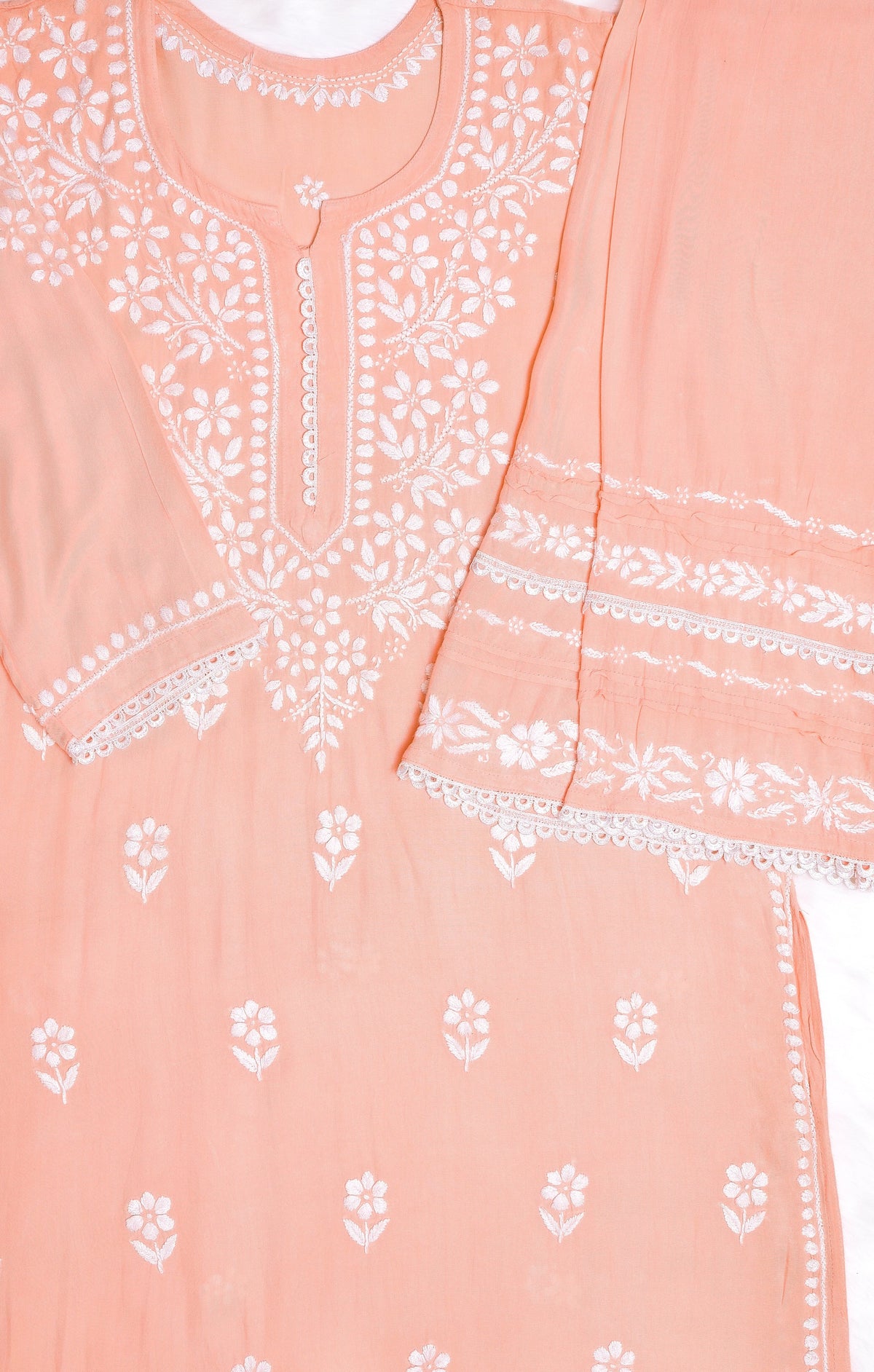 Peach Lace Modal Kurta Palazzo Set