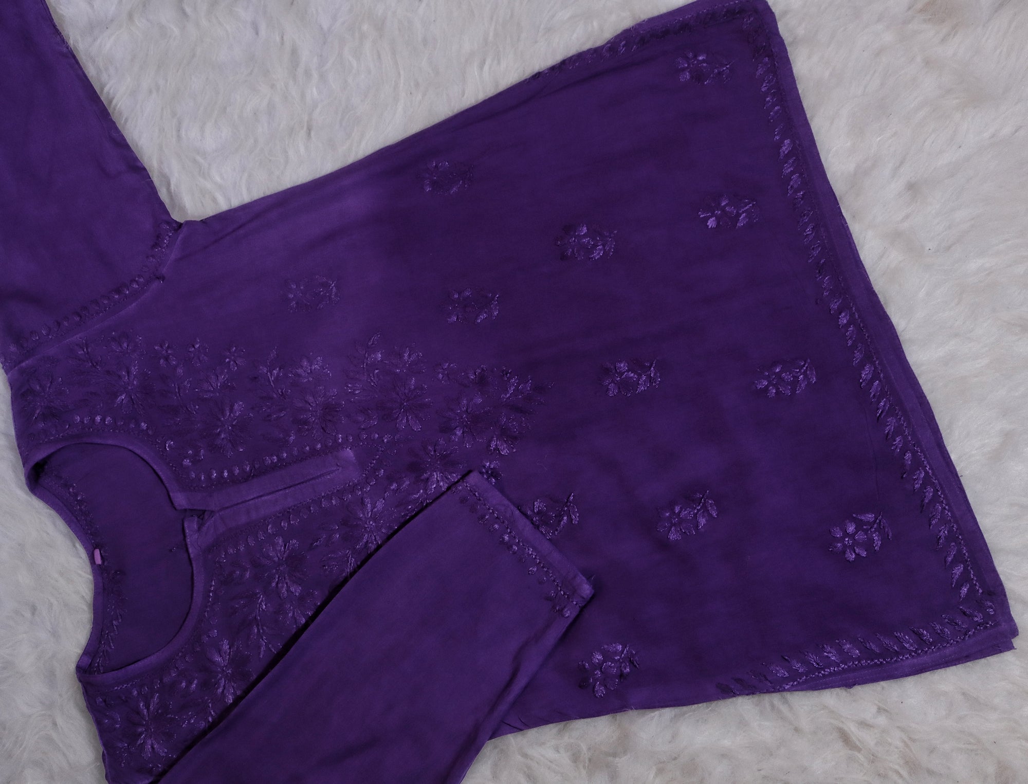 Dark Purple Ombre Short Rayon Kurta