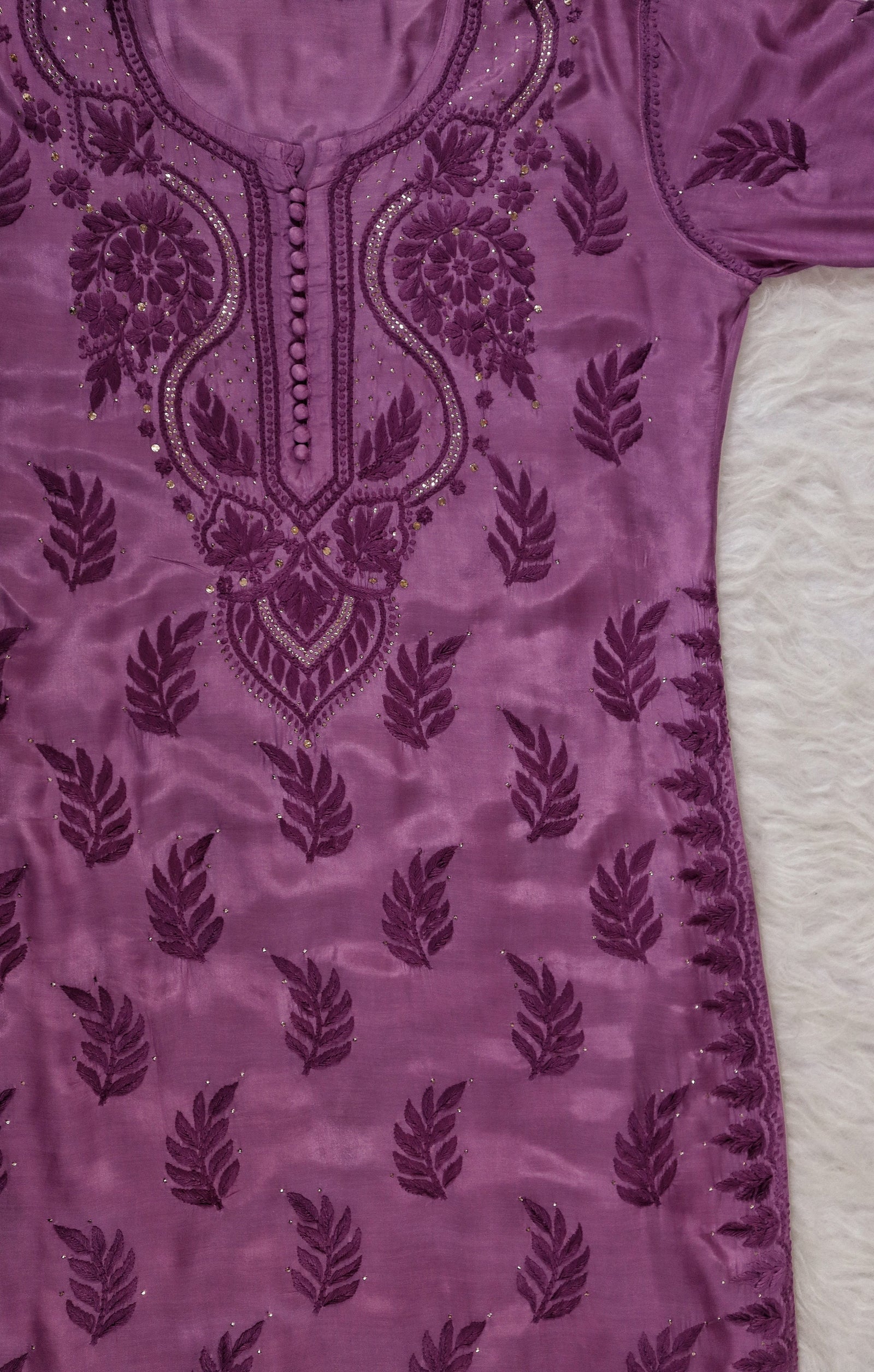 Purple Luxe Muslin Mukesh Kurta