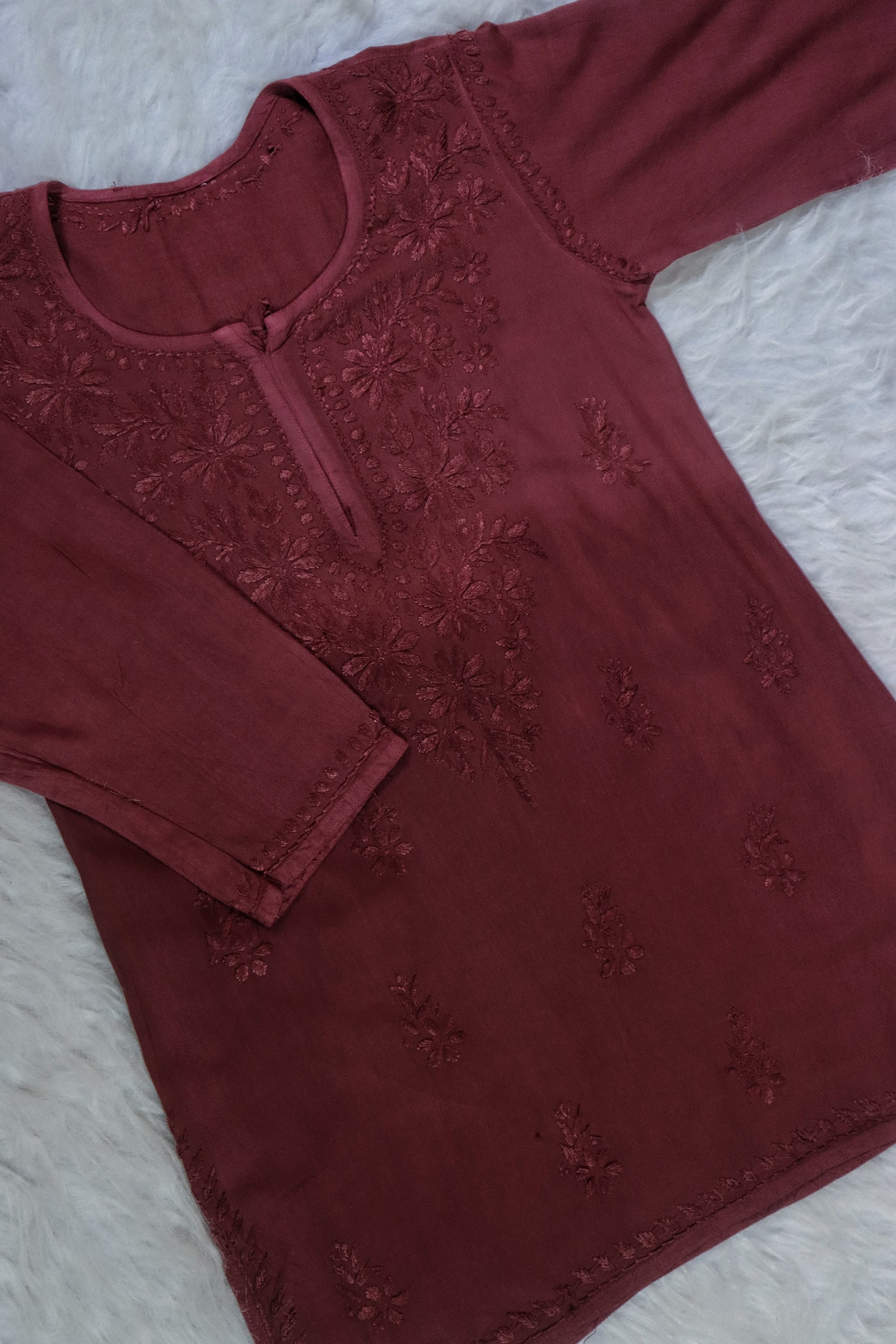 Maroon Ombre Short Rayon Kurta