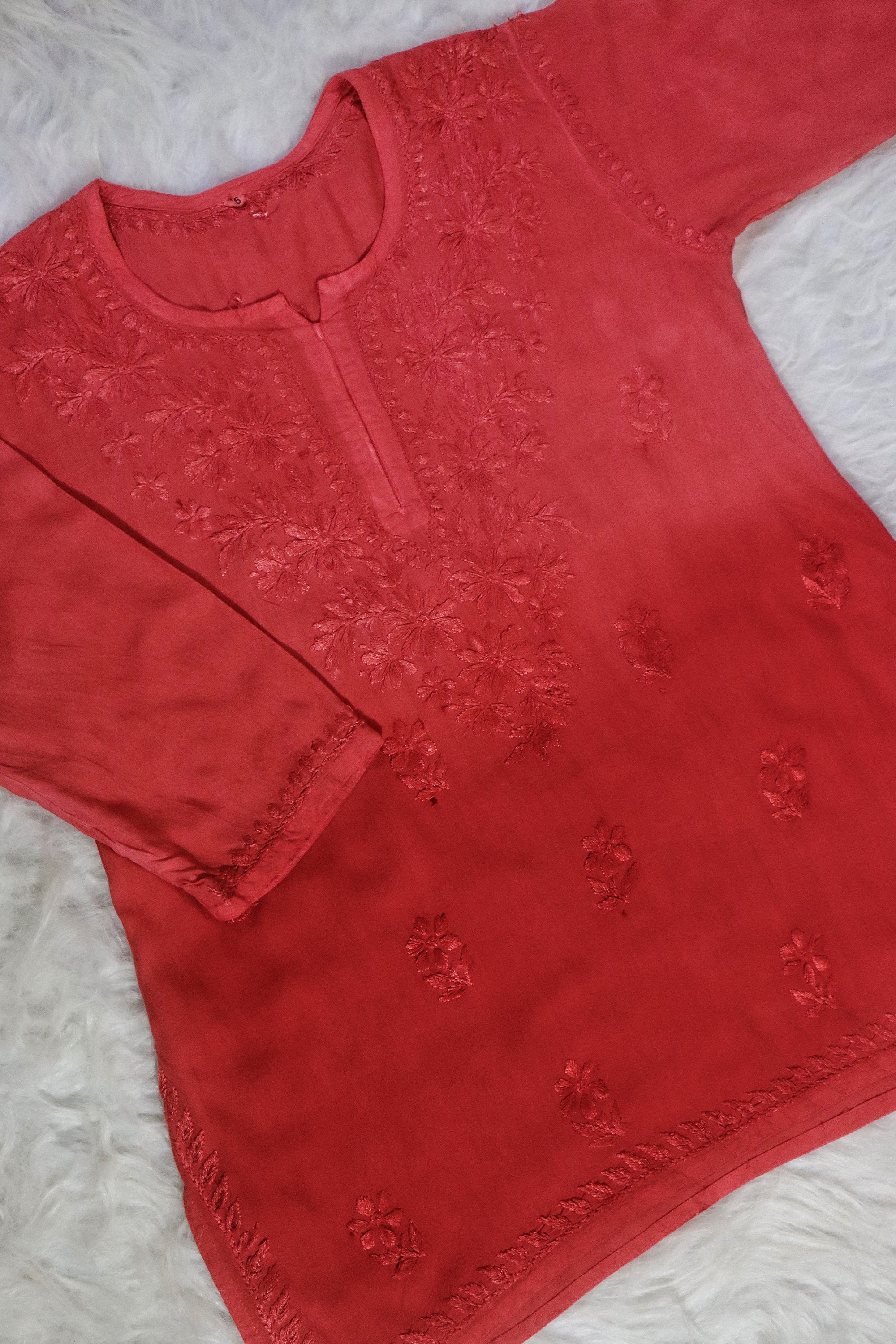 Red Ombre Short Rayon Kurta