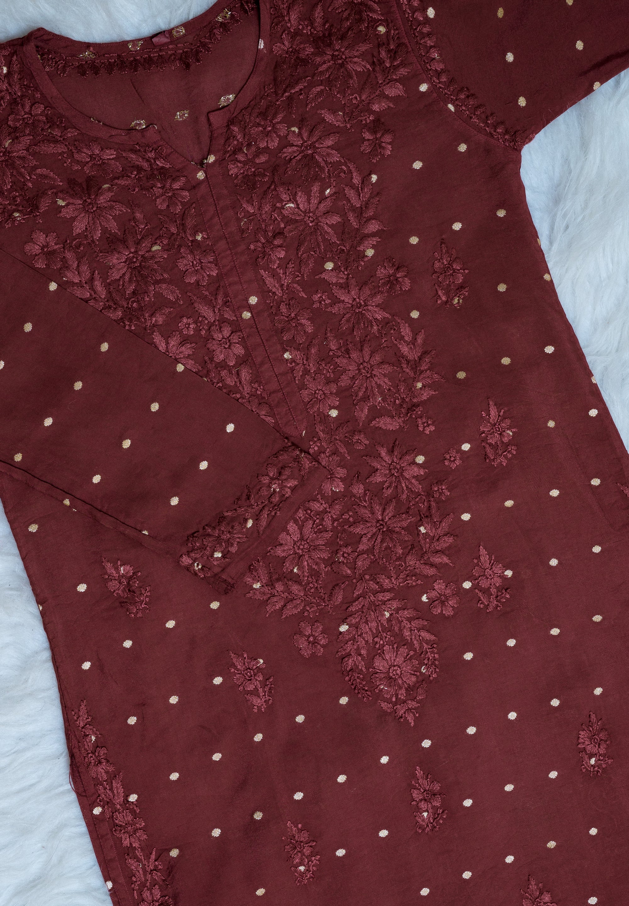 Maroon Chanderi Banarasi Kurta