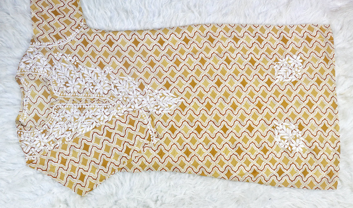 Coffee Brown MulMul Printed Kurta