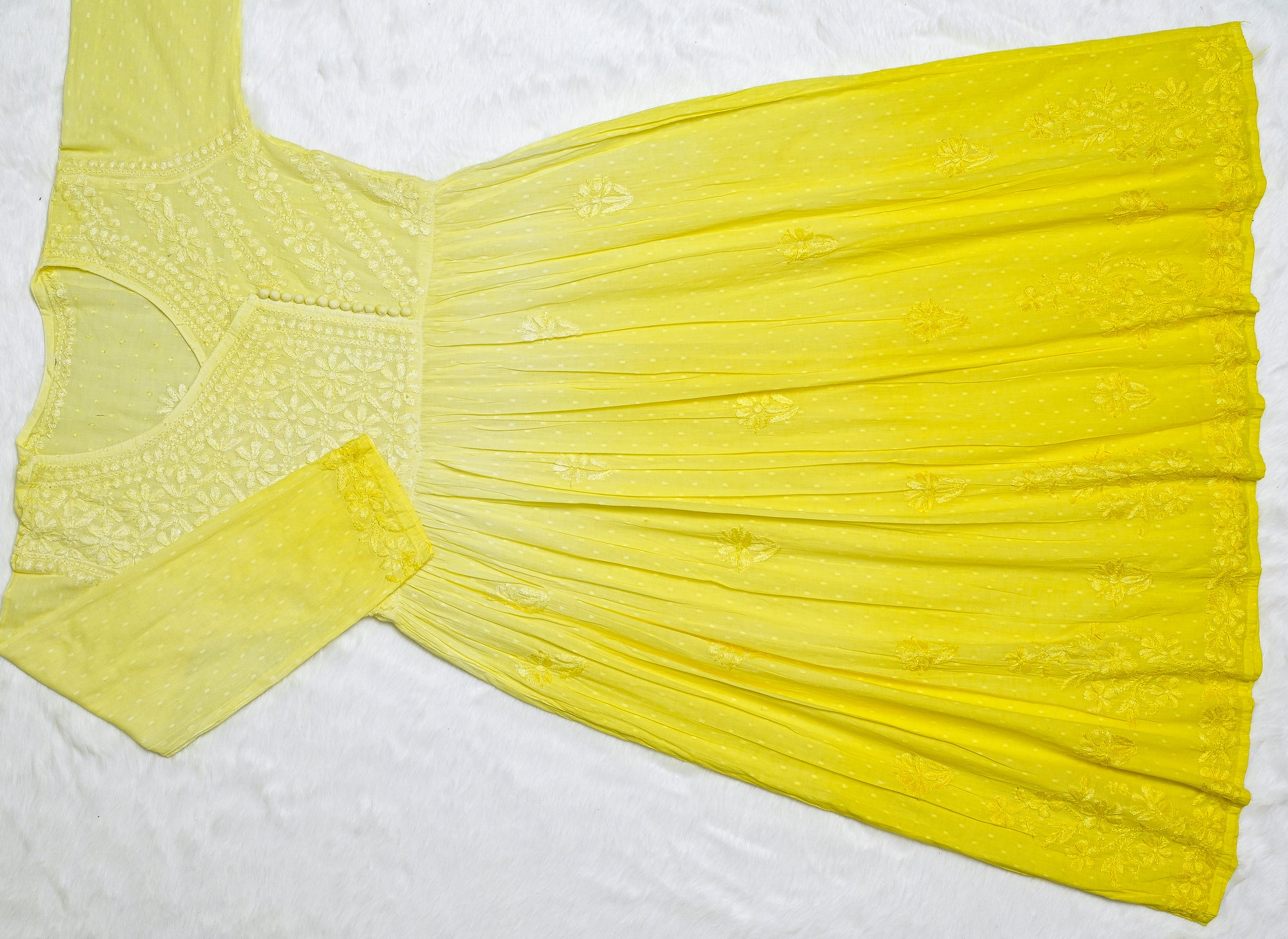 Pastel Yellow Ombre Cotton Angrakha