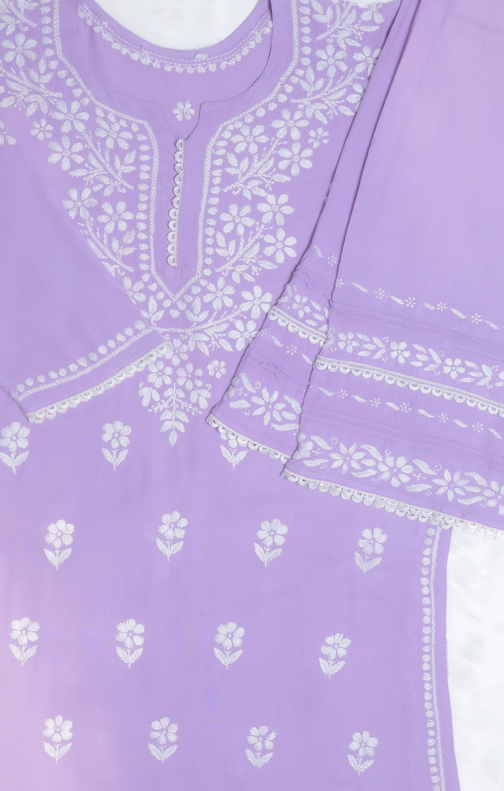 Lilac Lace Modal Kurta Palazzo Set