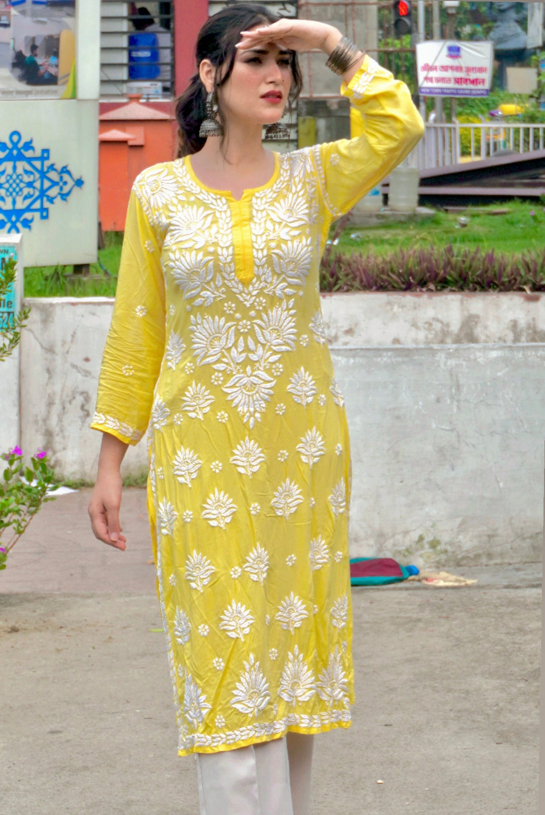 Long Modal with Heavy Chikankari