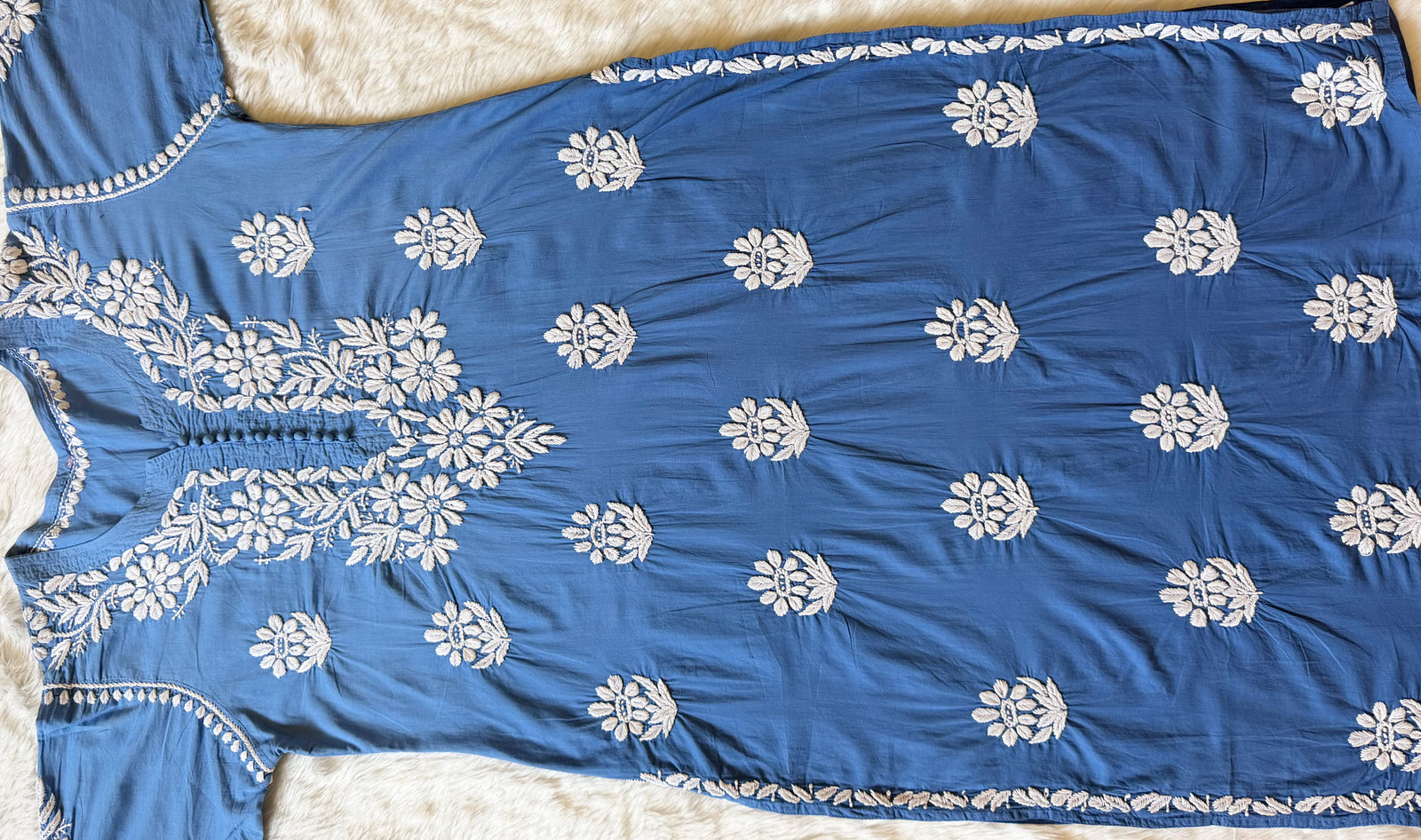 Ayra Blue Pure Cotton Chikankari Kurti