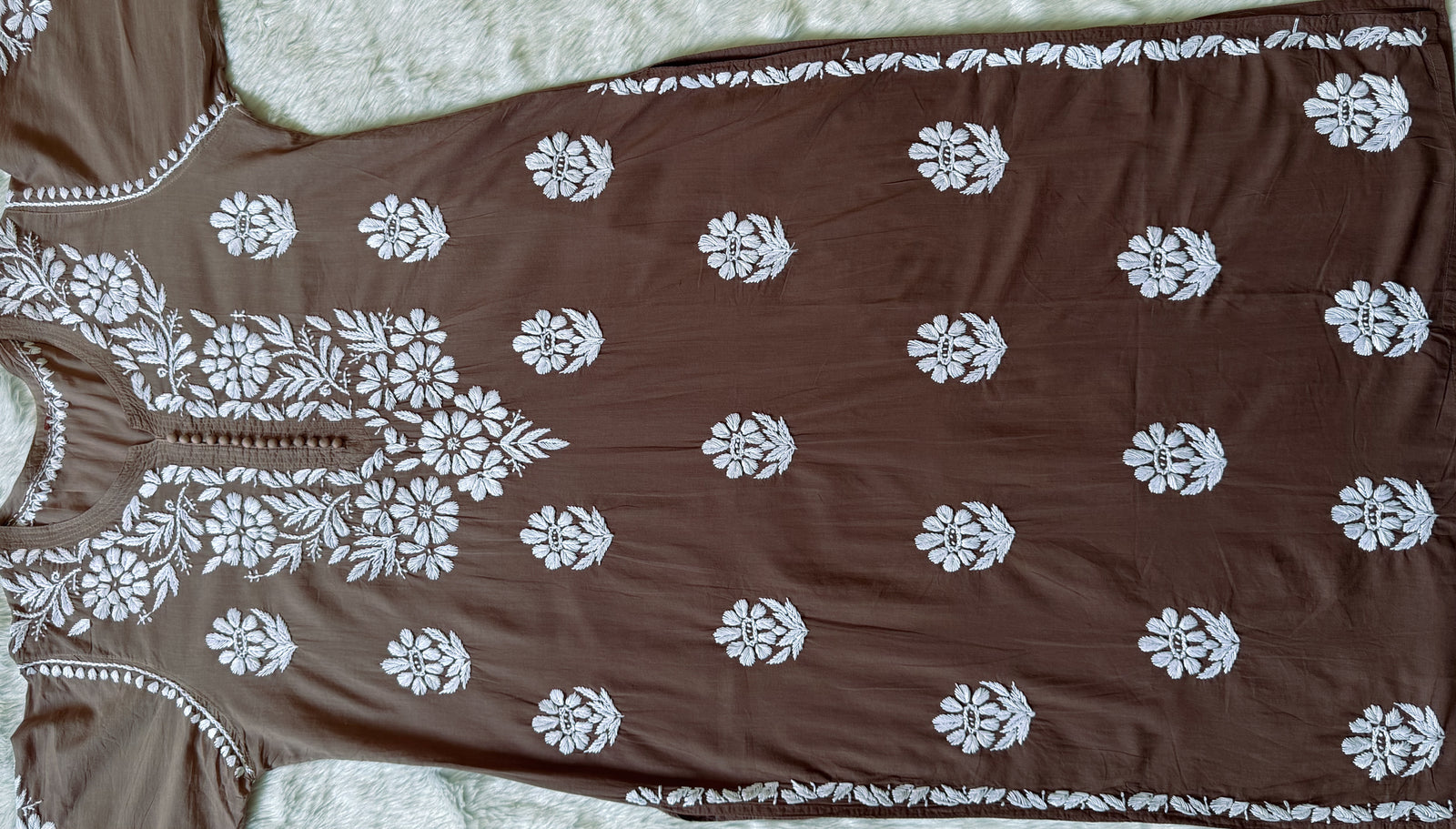 Ayra Brown Pure Cotton Chikankari Kurti