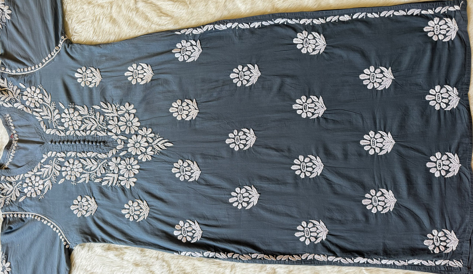 Ayra Grey Pure Cotton Chikankari Kurti
