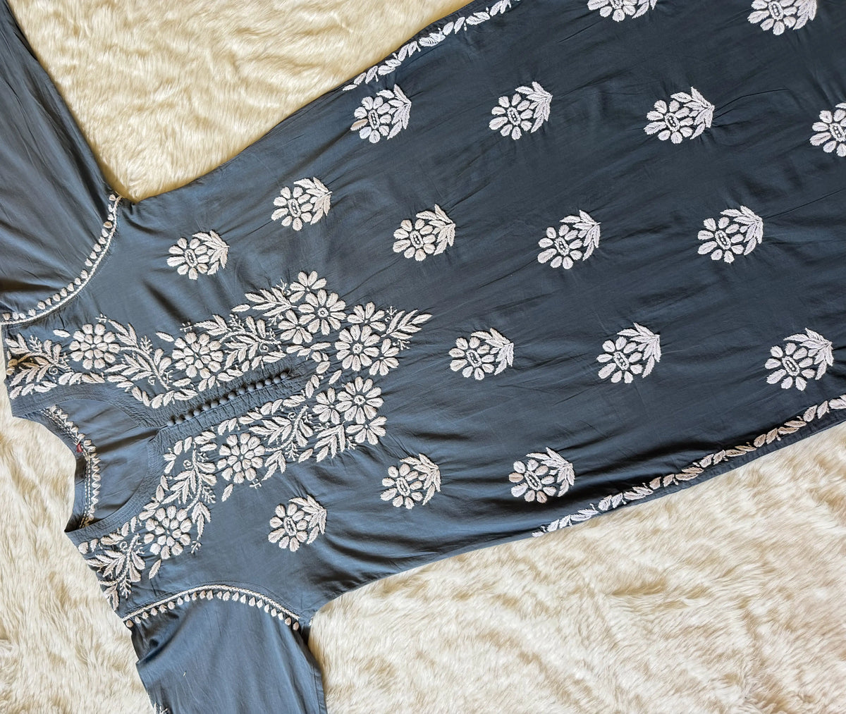Ayra Grey Pure Cotton Chikankari Kurti