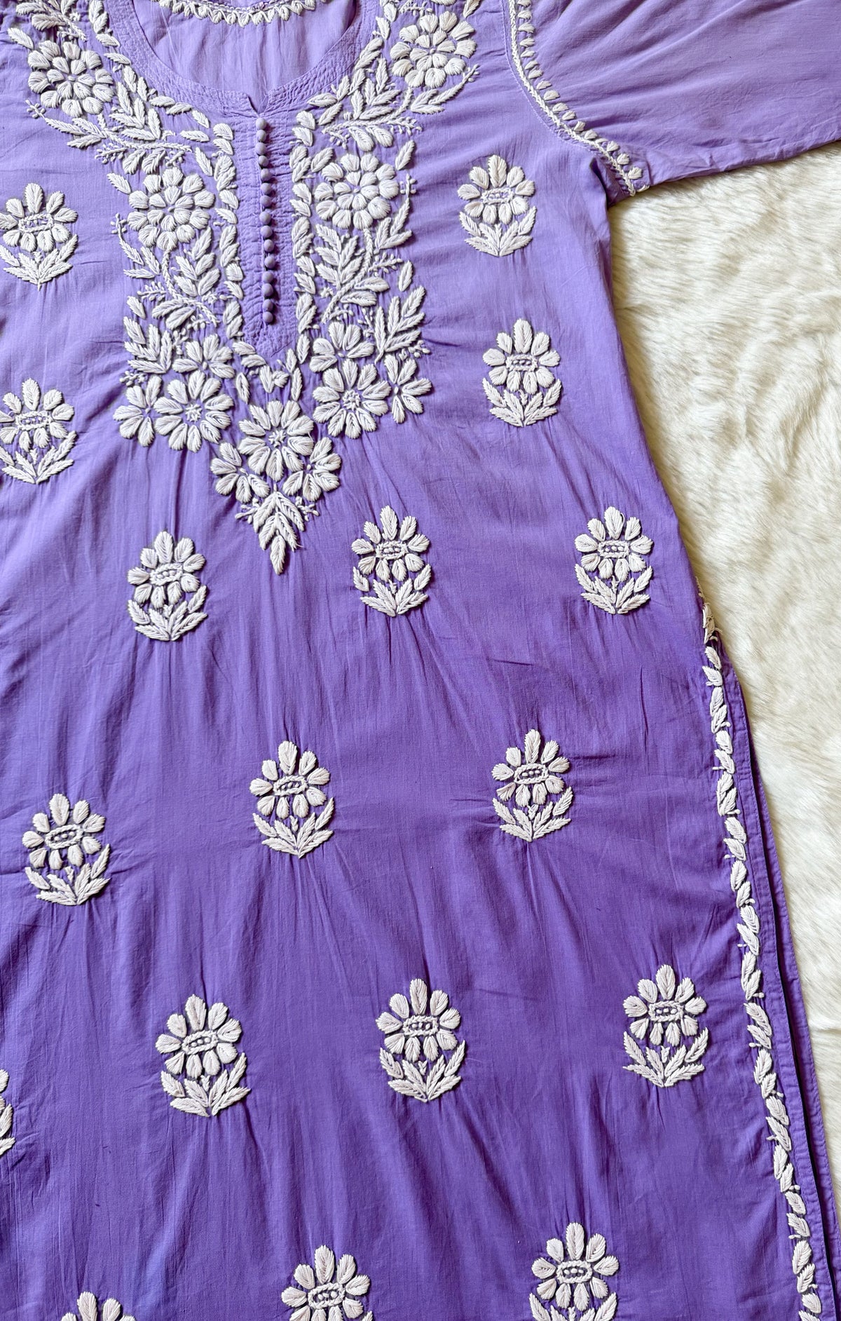 Ayra Lavender Pure Cotton Chikankari Kurti