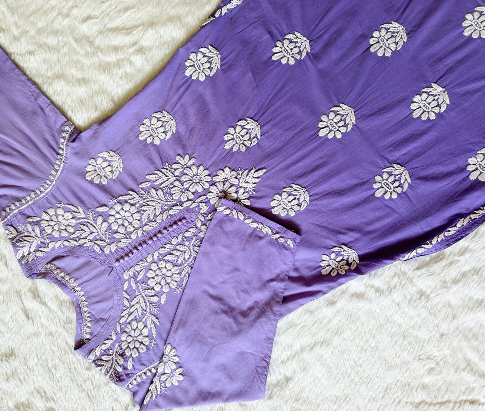 Ayra Lavender Pure Cotton Chikankari Kurti