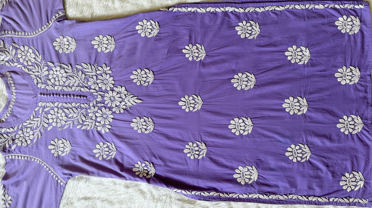 Ayra Lavender Pure Cotton Chikankari Kurti