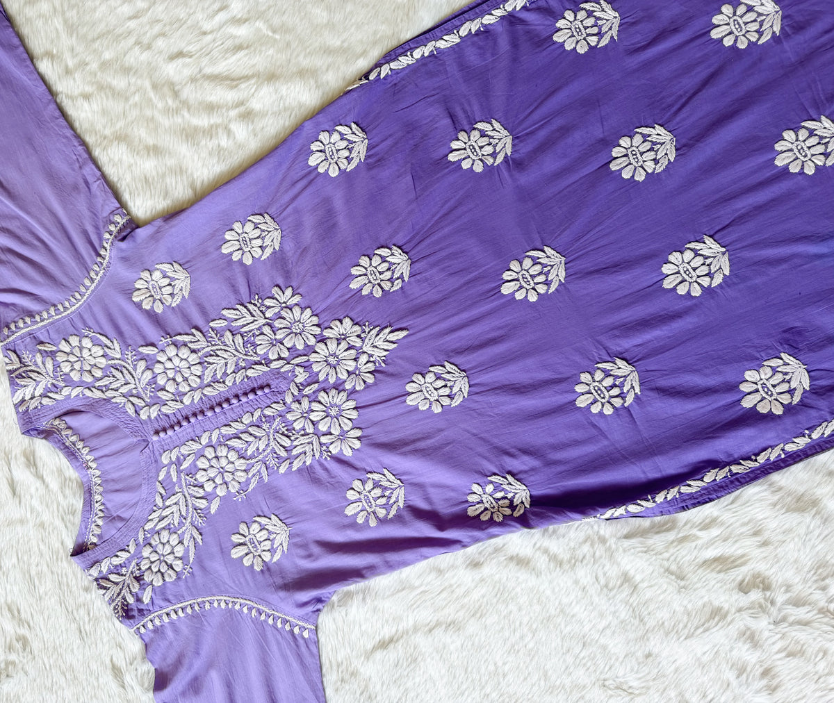 Ayra Lavender Pure Cotton Chikankari Kurti