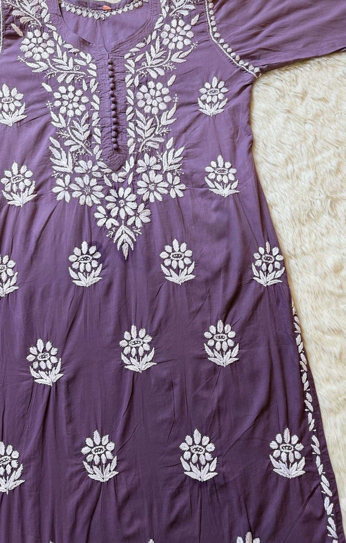 Ayra Mauve Purple Pure Cotton Chikankari Kurti
