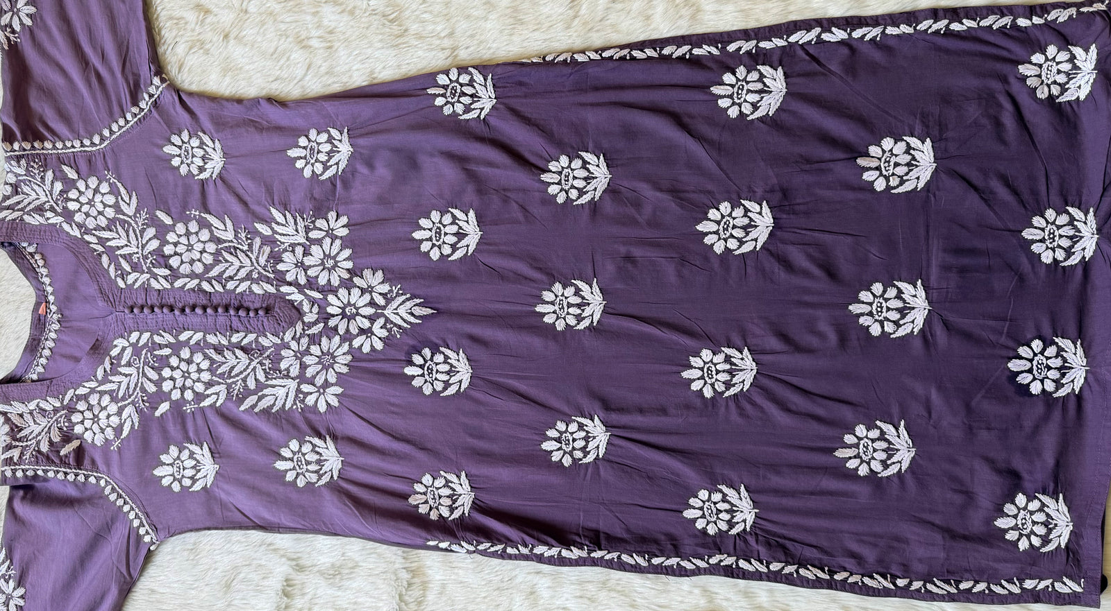 Ayra Mauve Purple Pure Cotton Chikankari Kurti