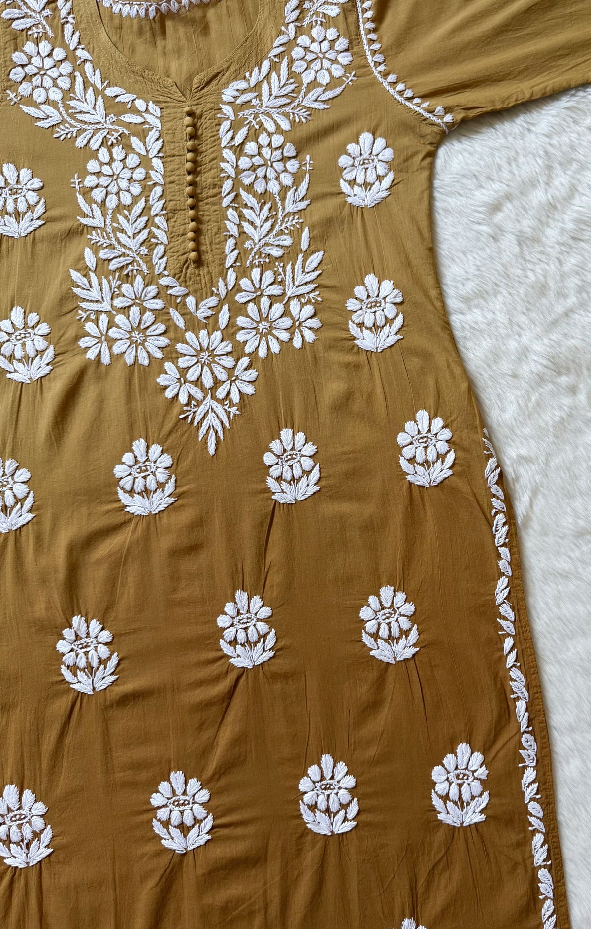 Ayra Mustard Pure Cotton Chikankari Kurti
