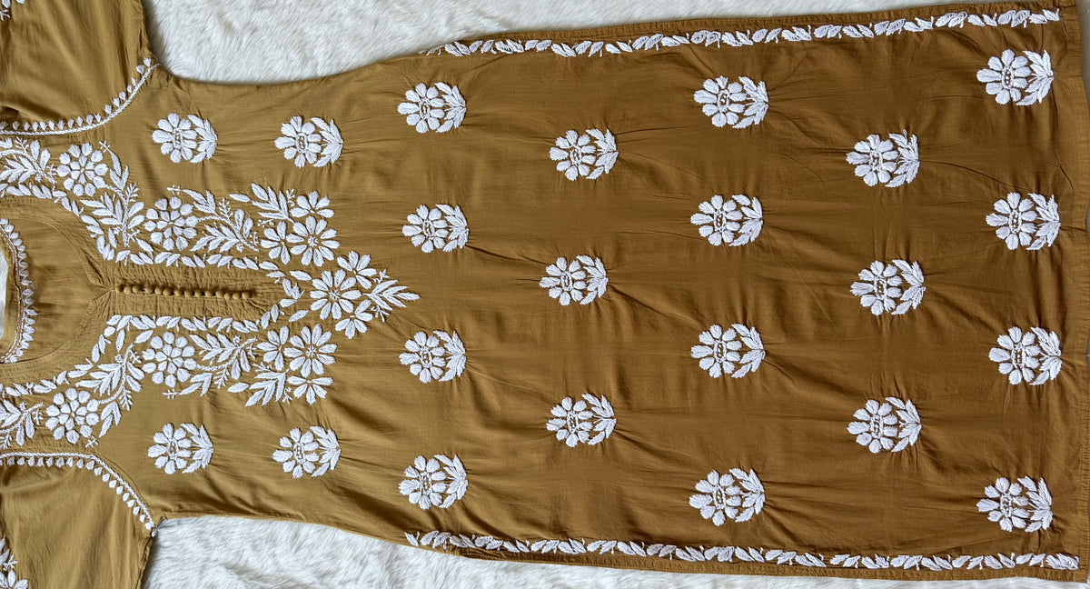 Ayra Mustard Pure Cotton Chikankari Kurti