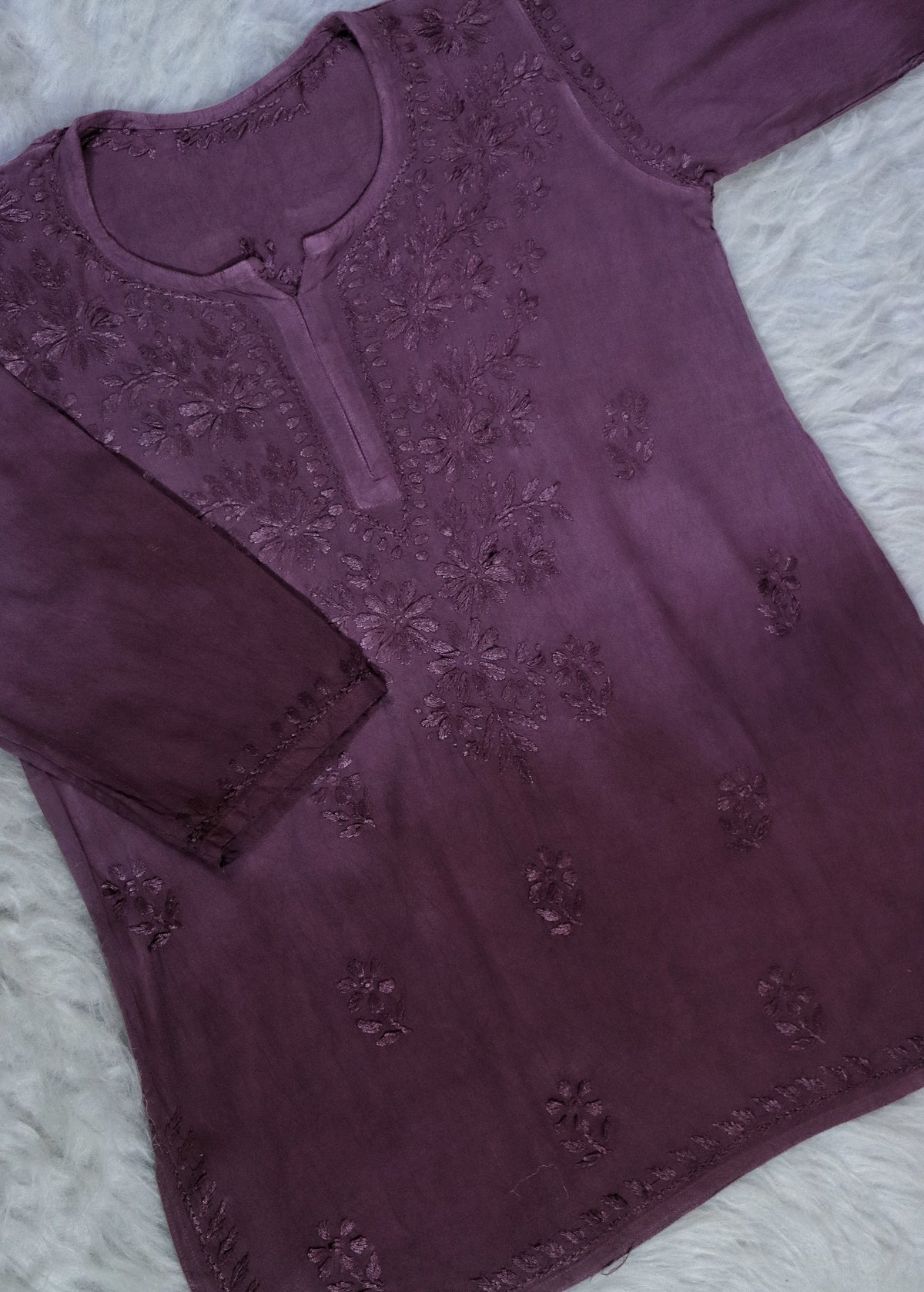 Mauve Purple Ombre Short Rayon Kurta